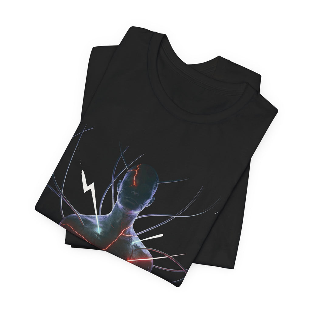 Abstract Electric Silhouette Tee — Futuristic Lightning Graphic T-Shirt