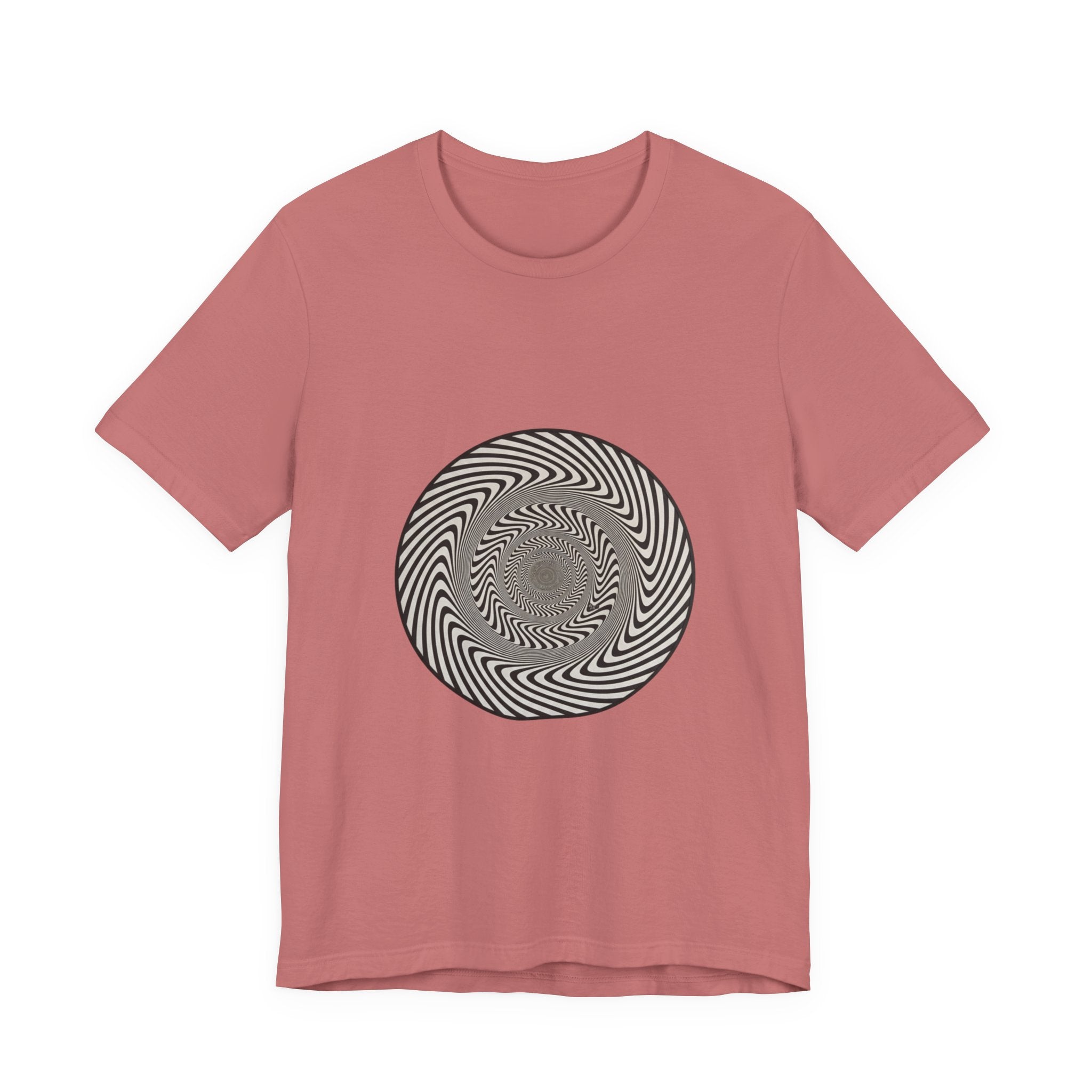 Optical Spiral Illusion Tee - Black Hypnotic Circle Graphic T-Shirt