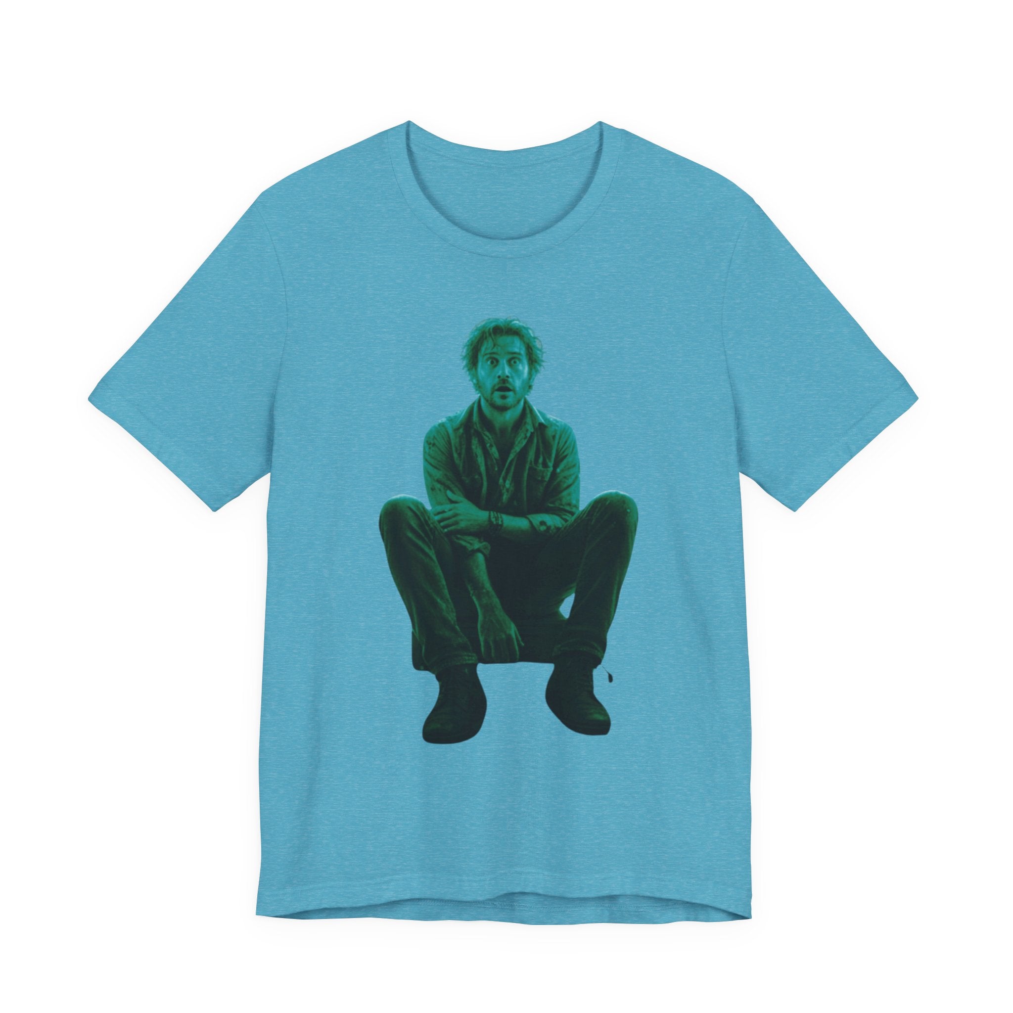 Sitting Silhouette Tee — Moody Green Portrait Graphic T-Shirt