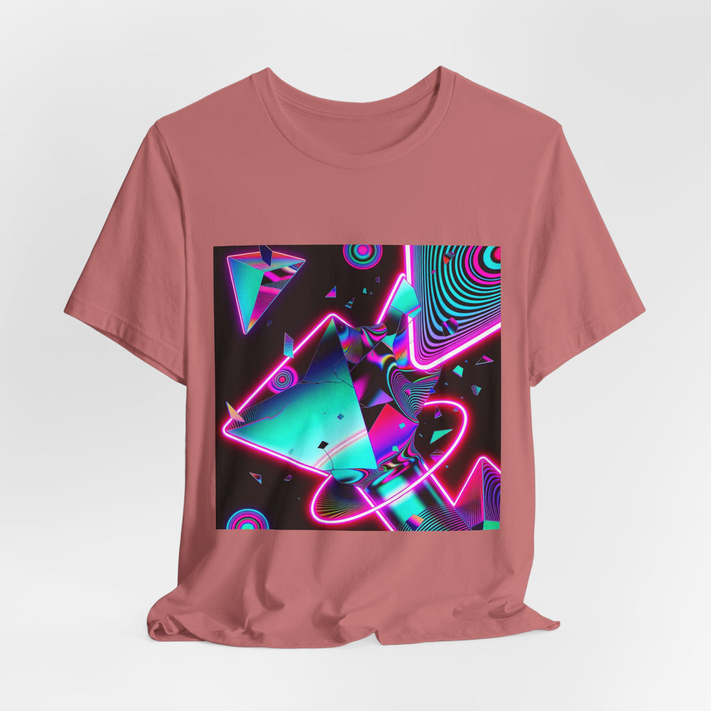 Retro Neon Vaporwave T-Shirt – 80s Synthwave Geometric Tee