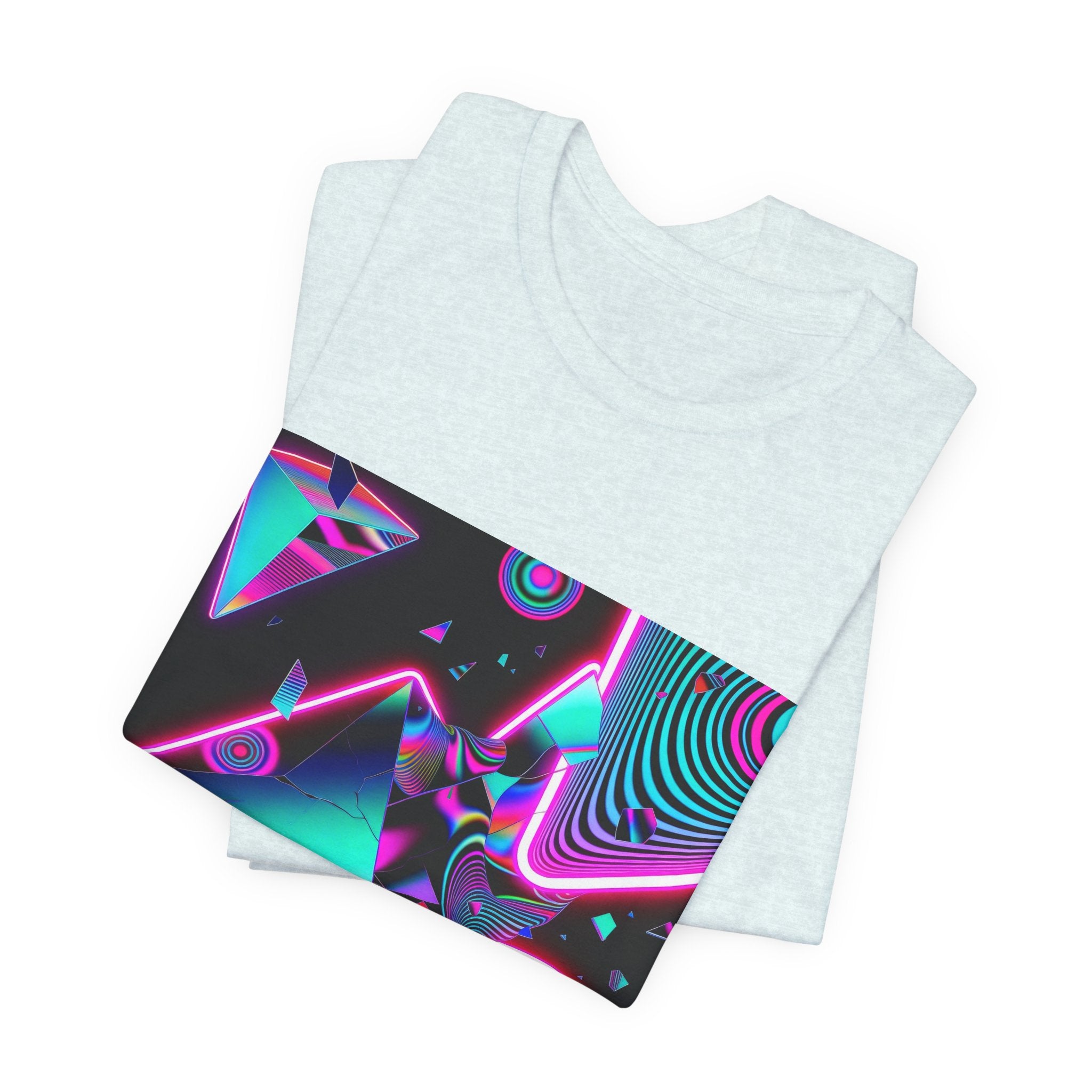 Retro Neon Vaporwave T-Shirt – 80s Synthwave Geometric Tee