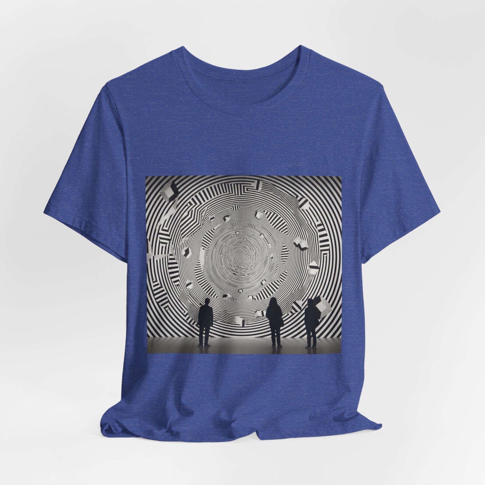 Optical Illusion Band Tee — Silhouette Crowd Spiral Concert Graphic T-Shirt