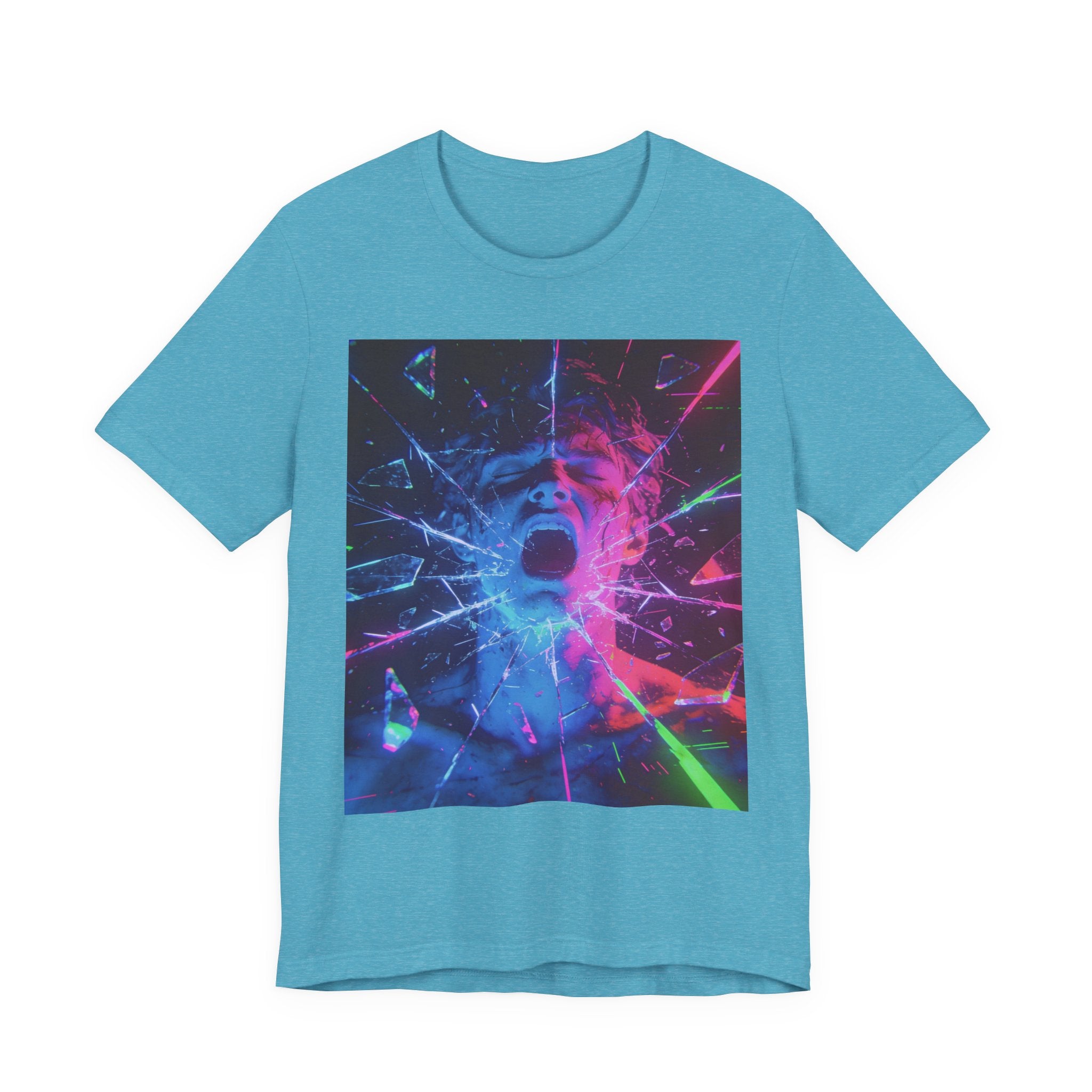 Psychedelic Shattered Portrait Tee – Neon Vaporwave Graphic T-Shirt