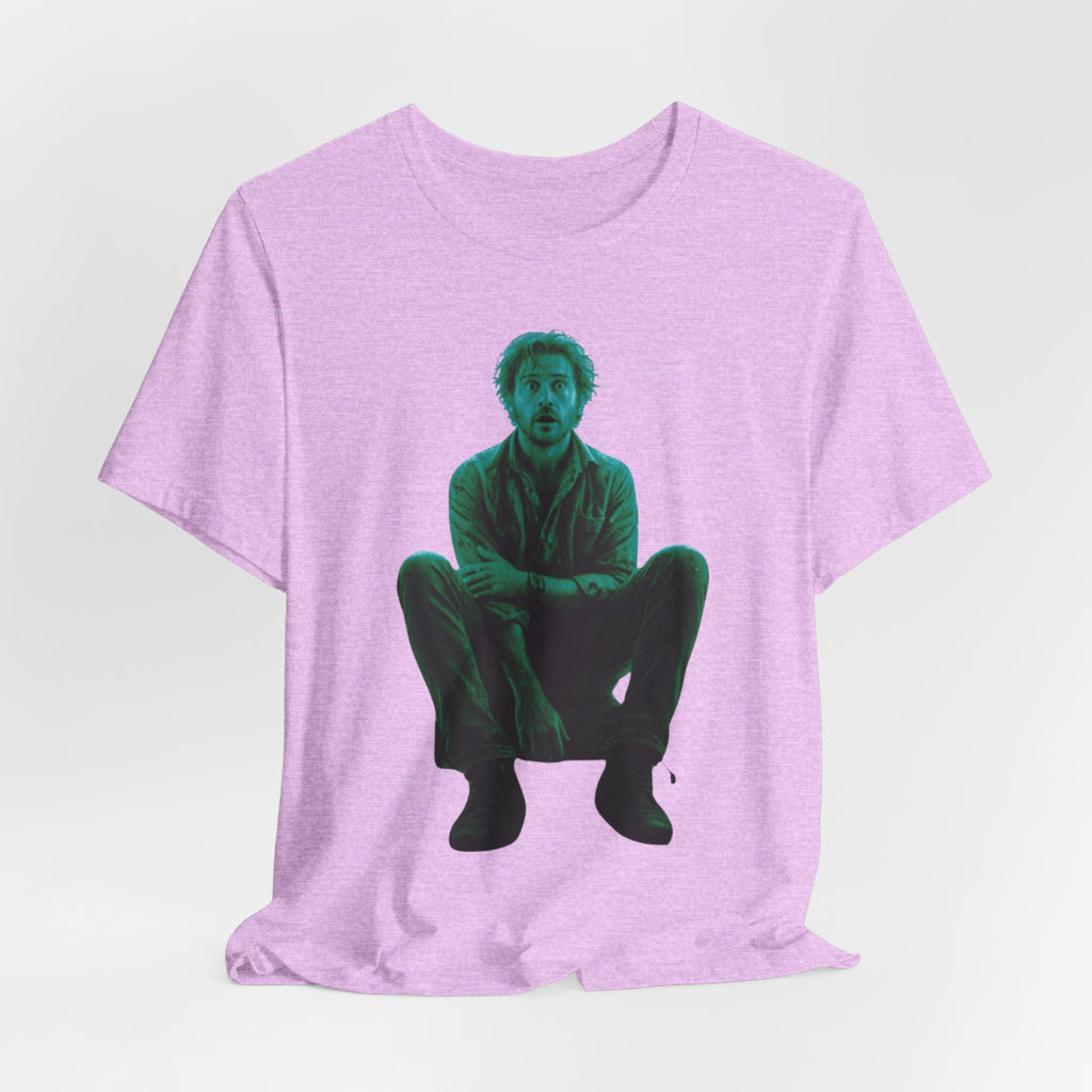 Sitting Silhouette Tee — Moody Green Portrait Graphic T-Shirt