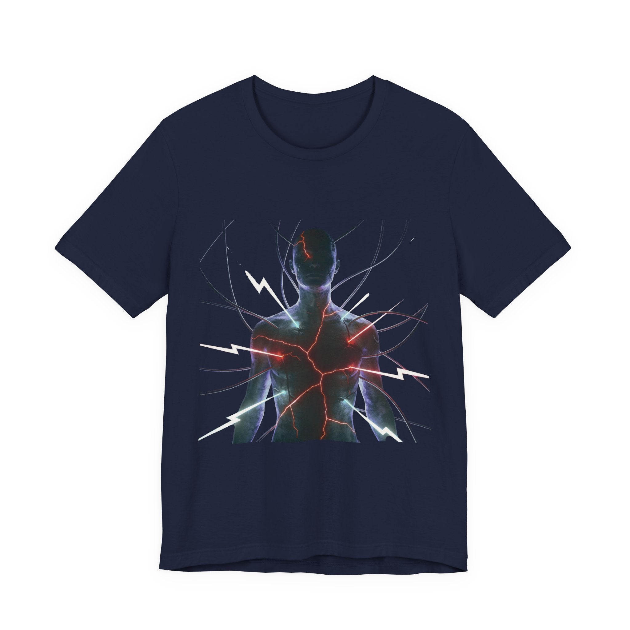 Abstract Electric Silhouette Tee — Futuristic Lightning Graphic T-Shirt
