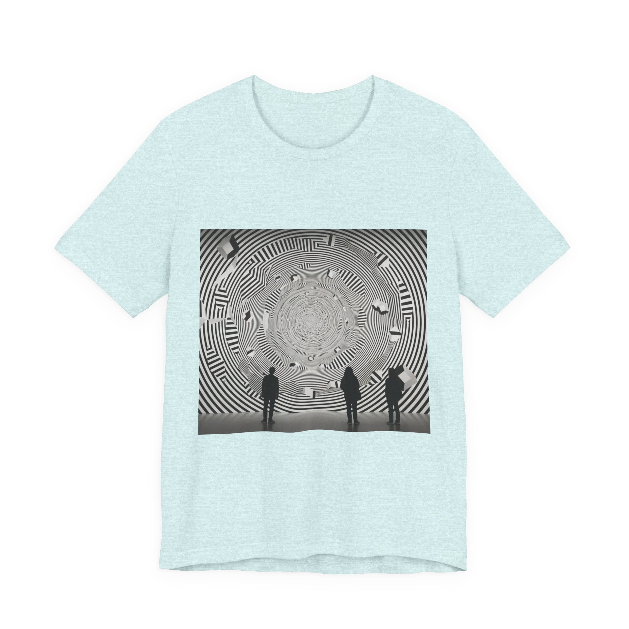 Optical Illusion Band Tee — Silhouette Crowd Spiral Concert Graphic T-Shirt