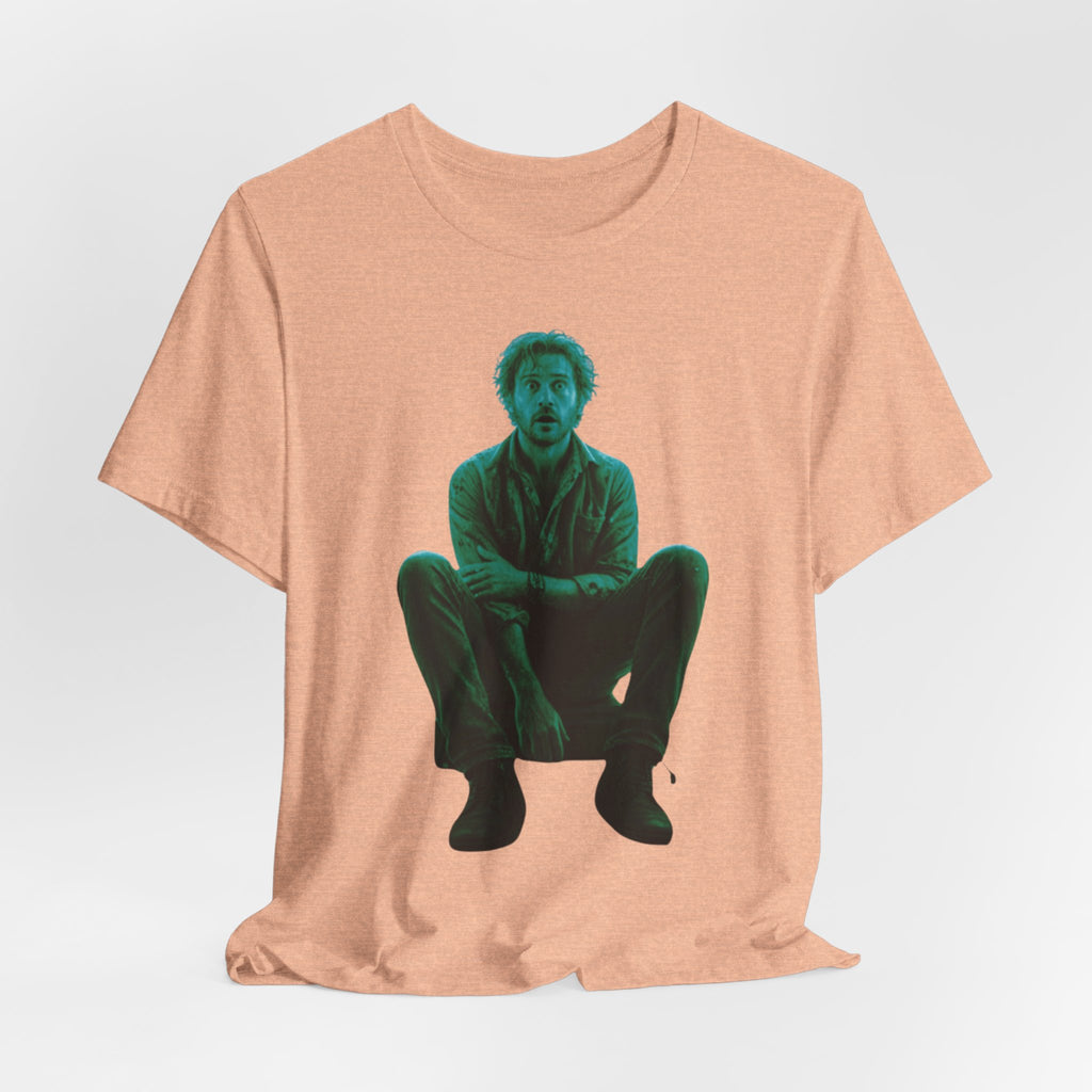 Sitting Silhouette Tee — Moody Green Portrait Graphic T-Shirt