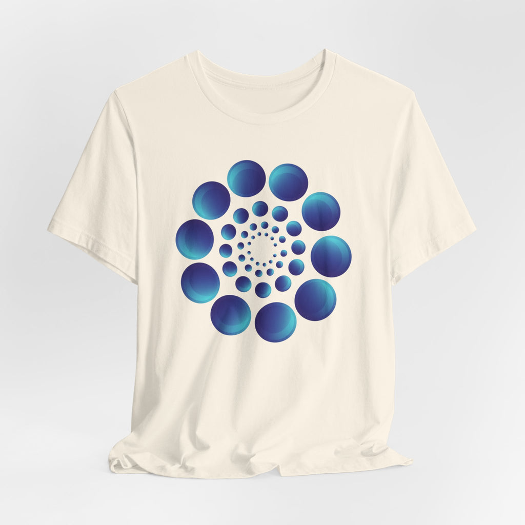 Spiral Blue Dot Tee — Geometric Optical Design T-Shirt