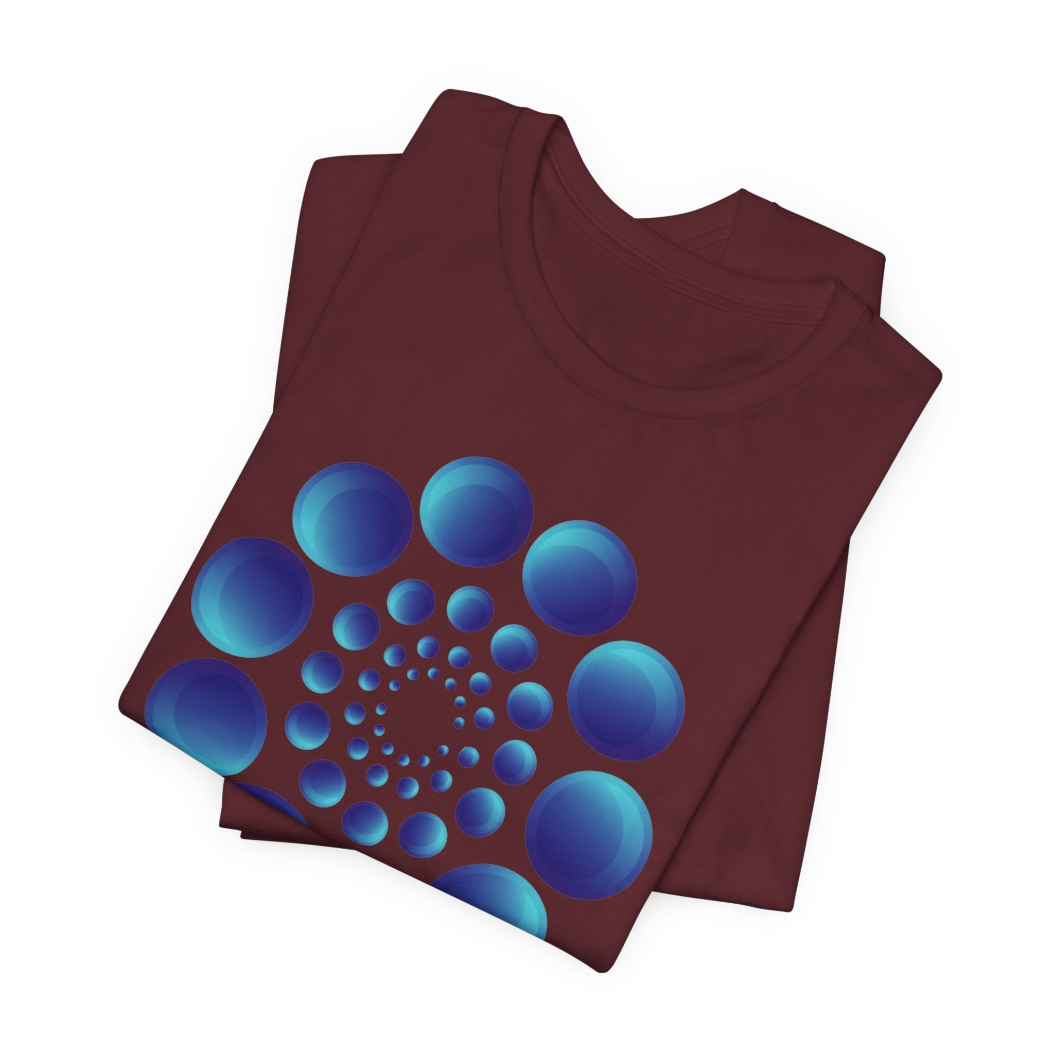 Spiral Blue Dot Tee — Geometric Optical Design T-Shirt