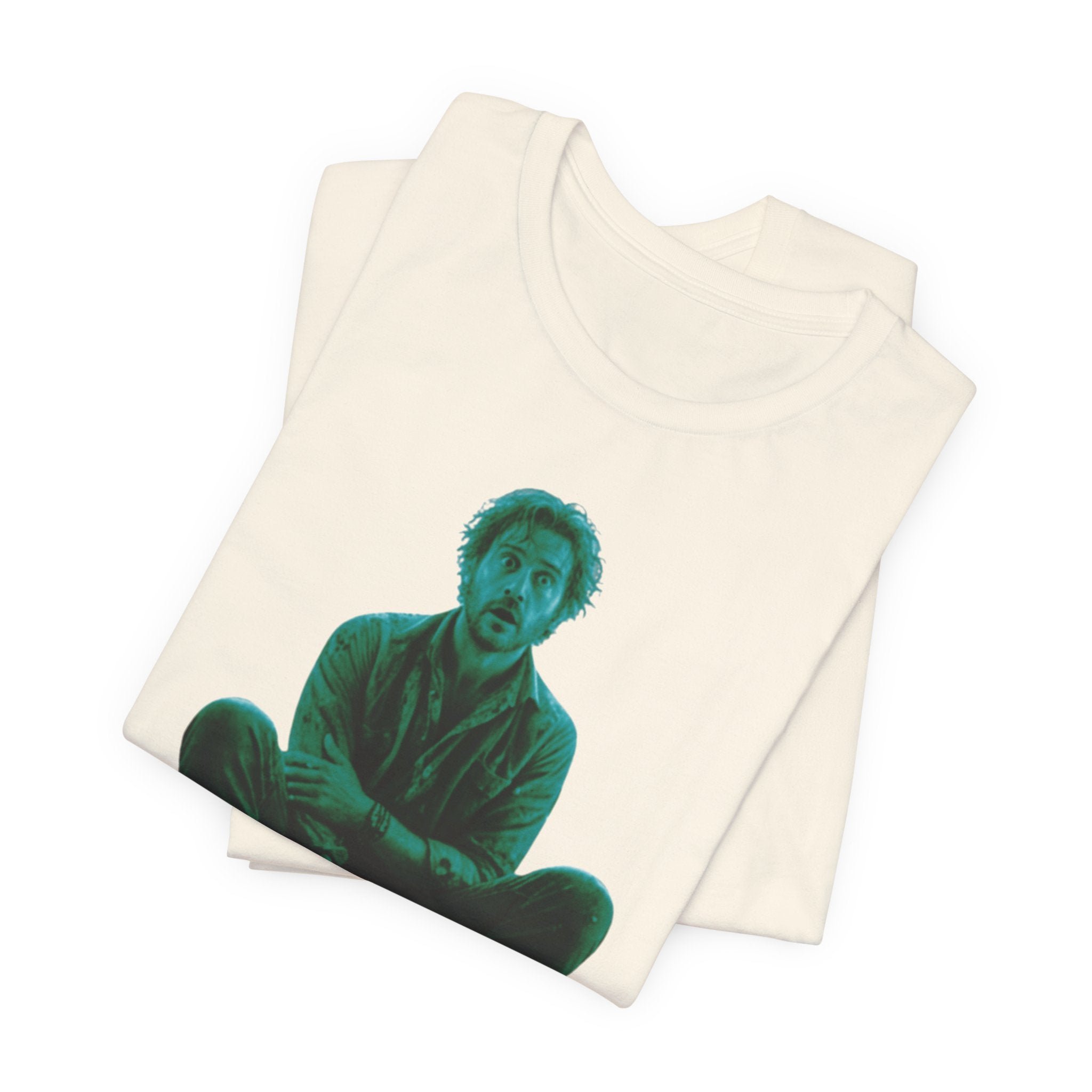 Sitting Silhouette Tee — Moody Green Portrait Graphic T-Shirt