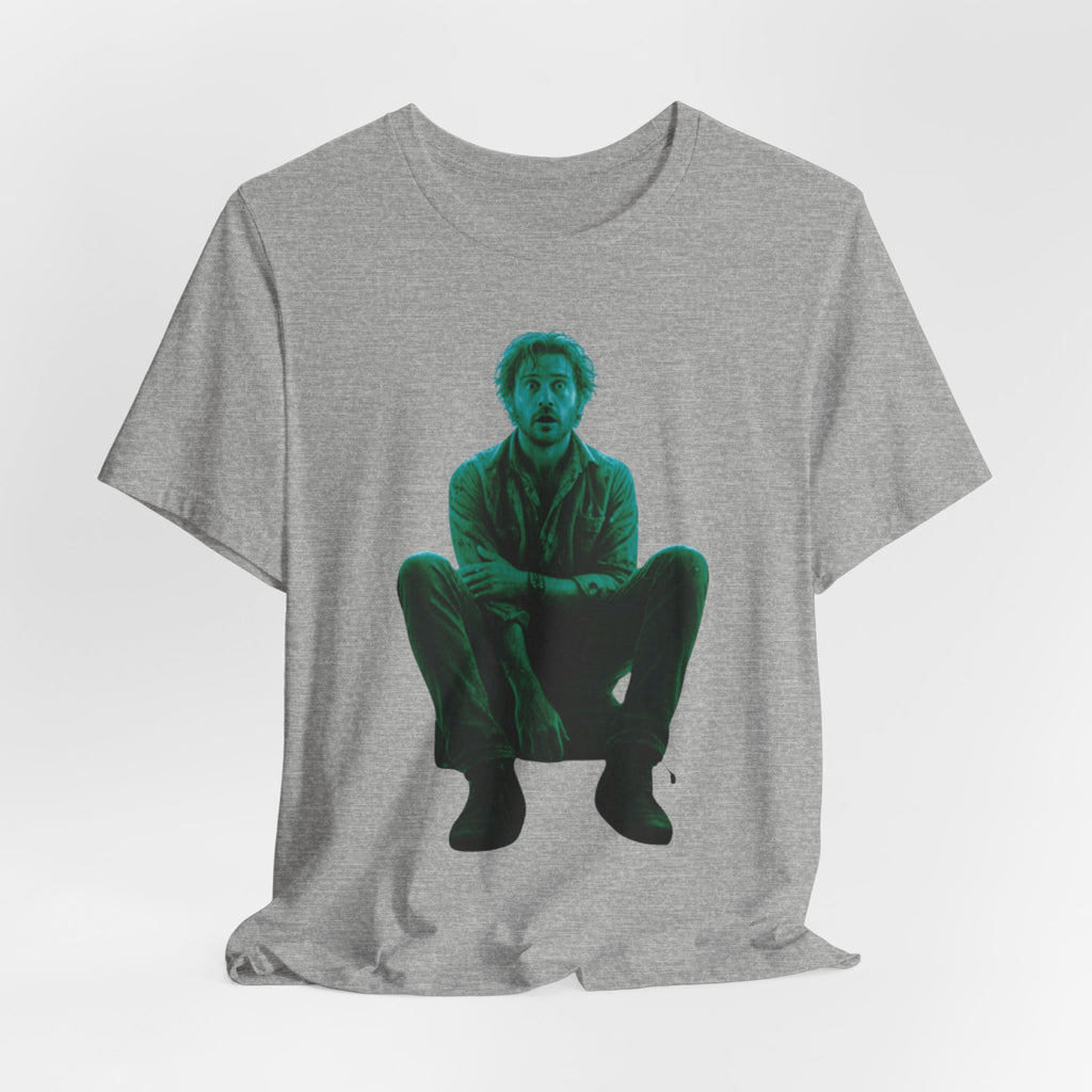 Sitting Silhouette Tee — Moody Green Portrait Graphic T-Shirt