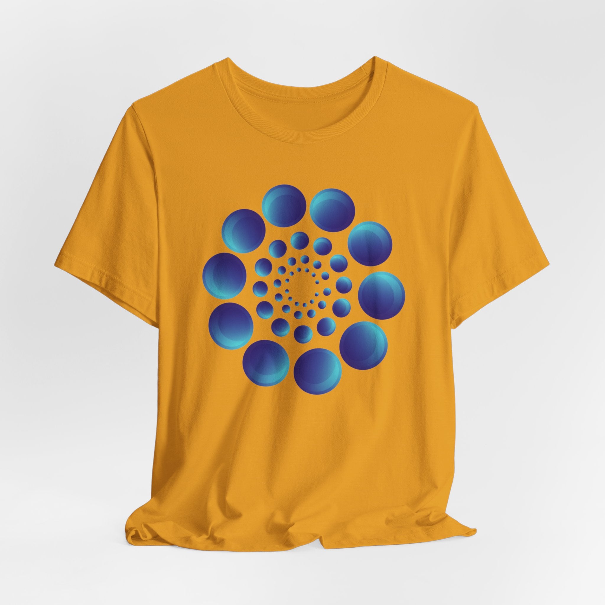 Spiral Blue Dot Tee — Geometric Optical Design T-Shirt