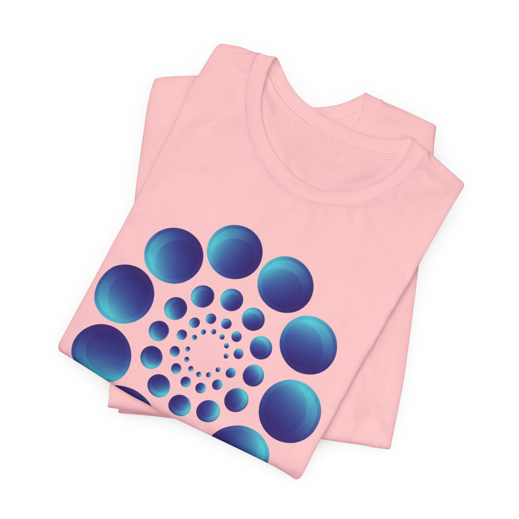 Spiral Blue Dot Tee — Geometric Optical Design T-Shirt