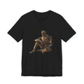 Rustic Robot Art Tee — Sitting Cyborg Graphic T-Shirt
