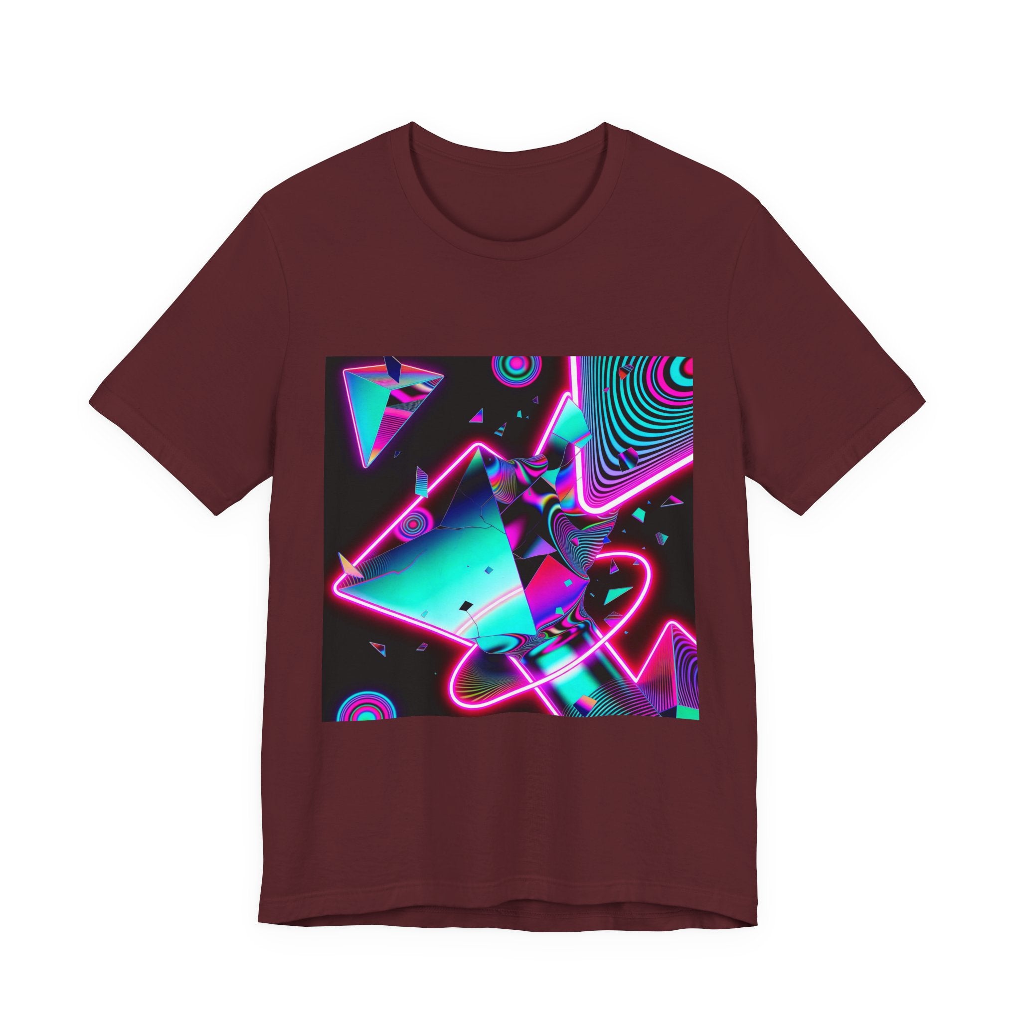 Retro Neon Vaporwave T-Shirt – 80s Synthwave Geometric Tee