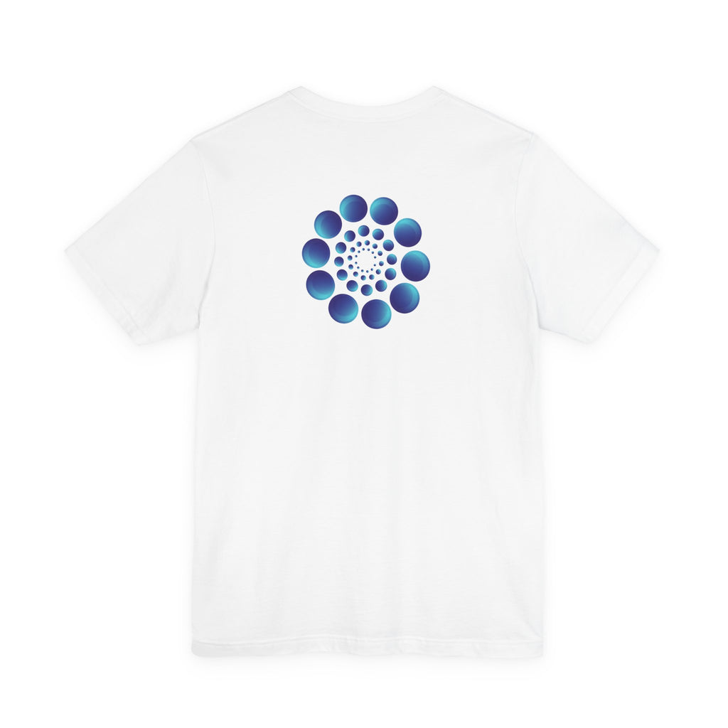 Spiral Blue Dot Tee — Geometric Optical Design T-Shirt