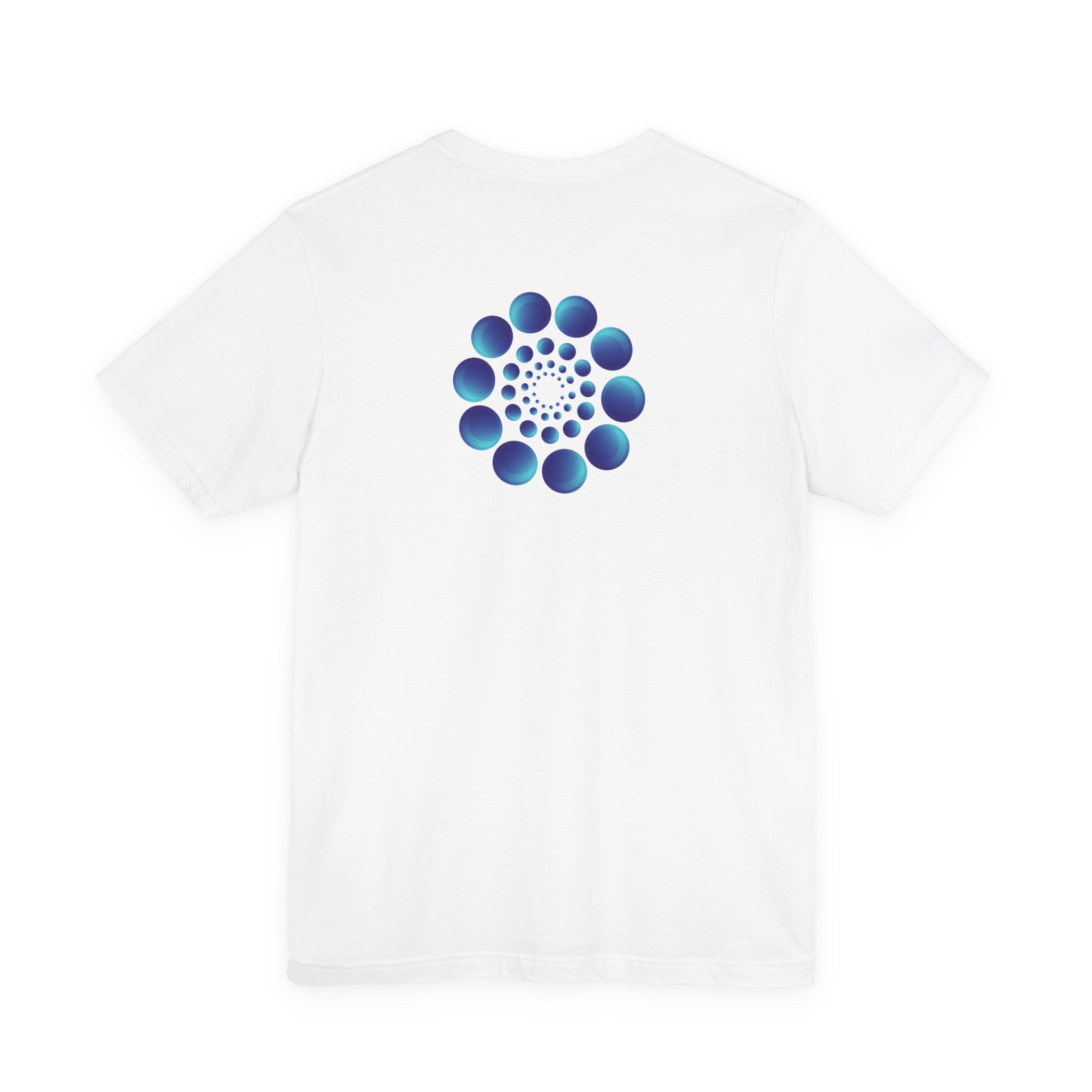 Spiral Blue Dot Tee — Geometric Optical Design T-Shirt