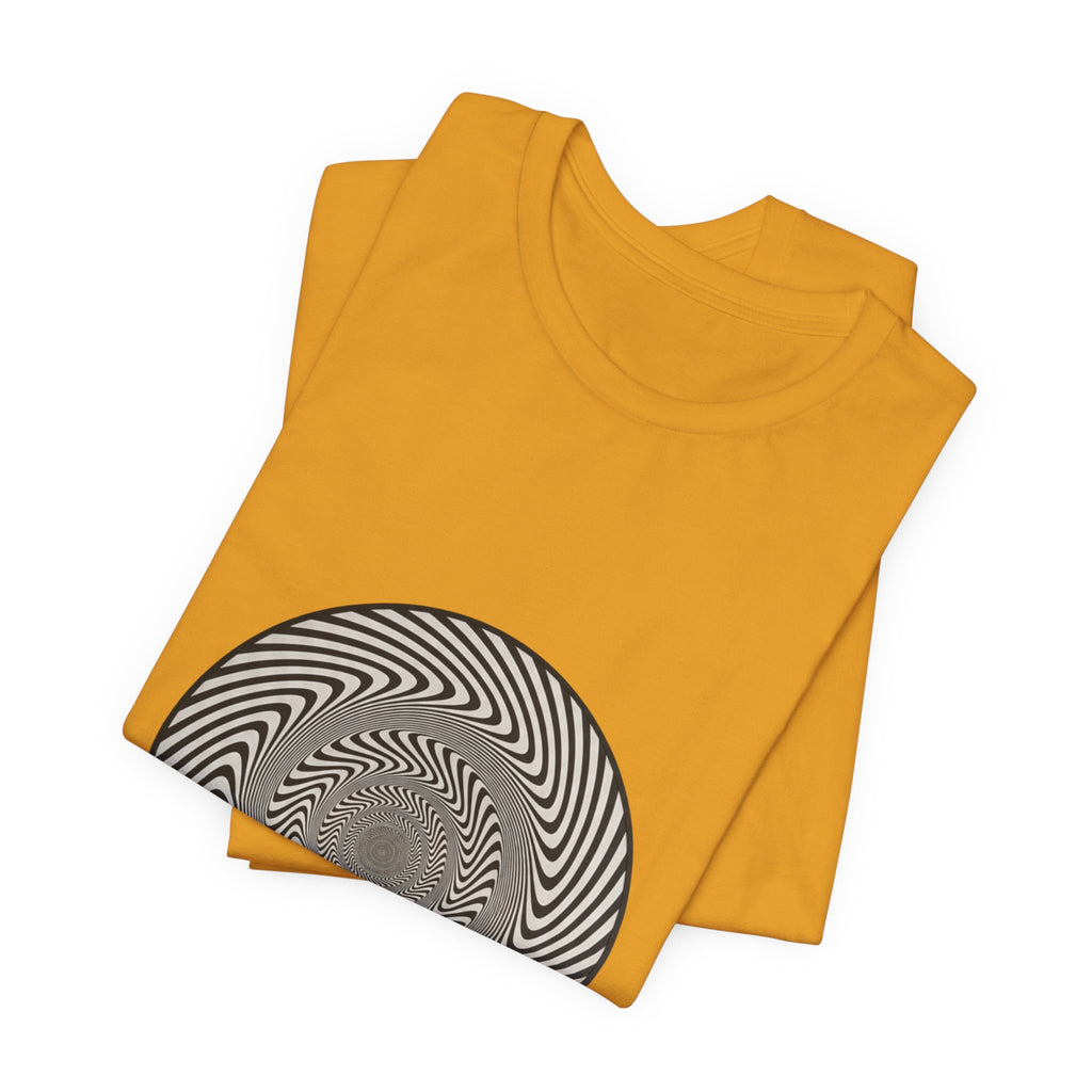 Optical Spiral Illusion Tee - Black Hypnotic Circle Graphic T-Shirt