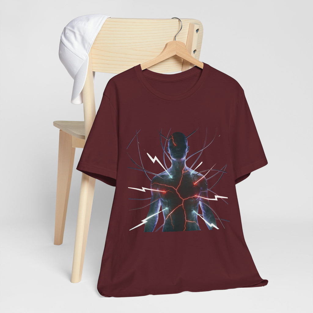 Abstract Electric Silhouette Tee — Futuristic Lightning Graphic T-Shirt