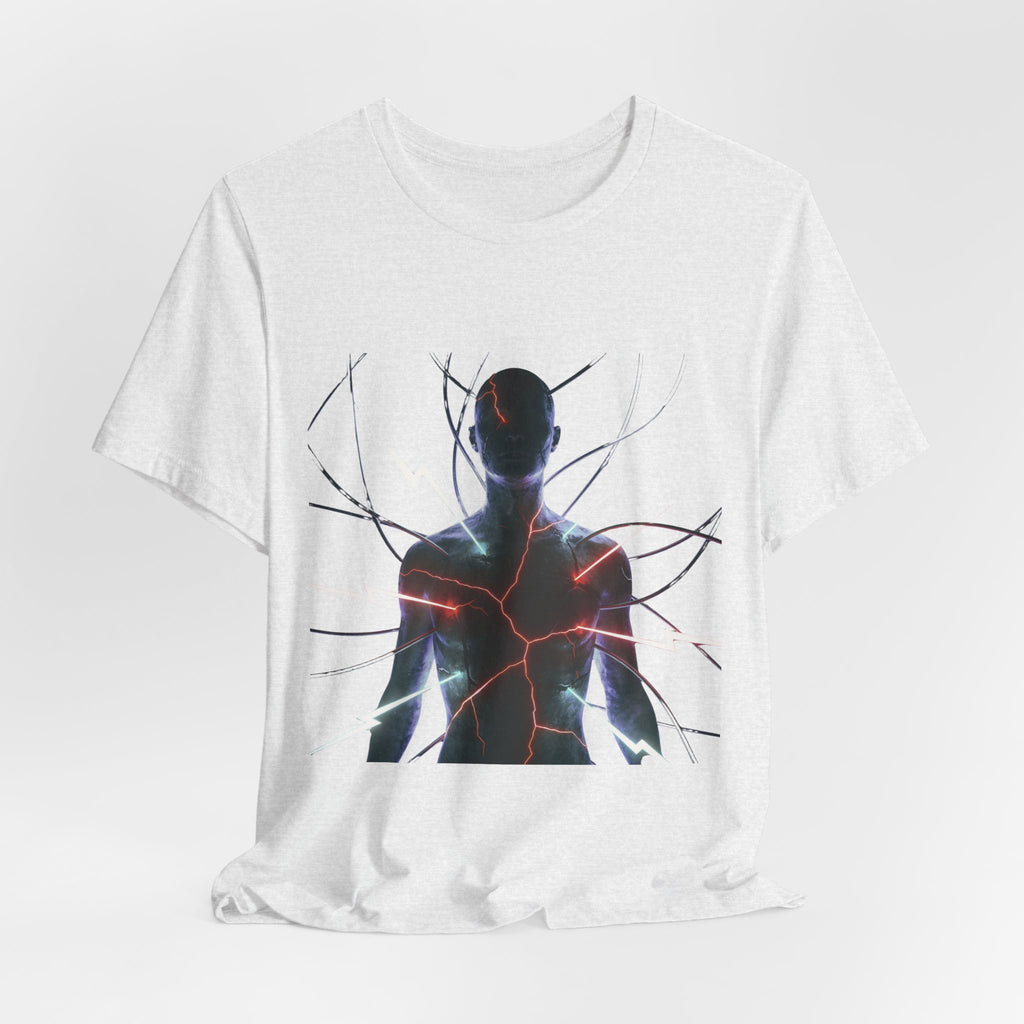 Abstract Electric Silhouette Tee — Futuristic Lightning Graphic T-Shirt