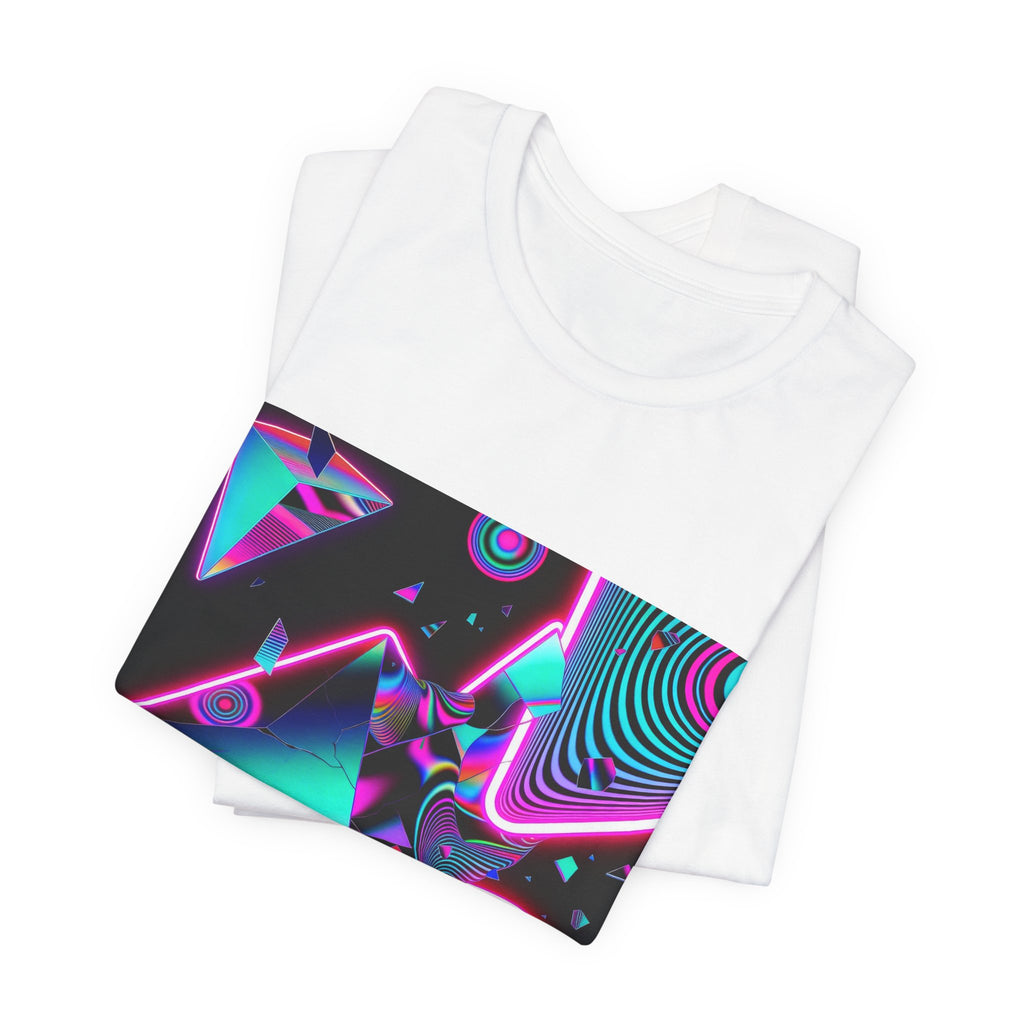 Retro Neon Vaporwave T-Shirt – 80s Synthwave Geometric Tee