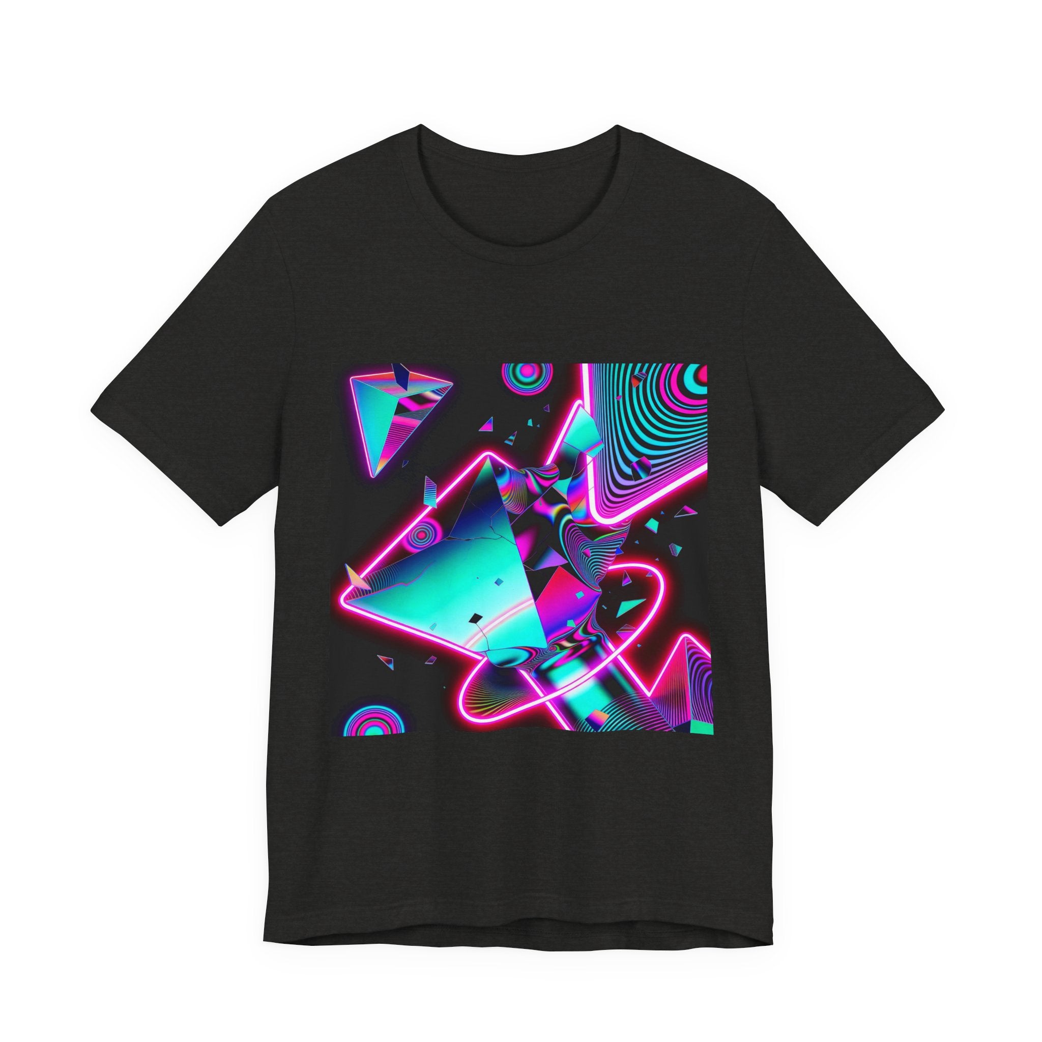 Retro Neon Vaporwave T-Shirt – 80s Synthwave Geometric Tee
