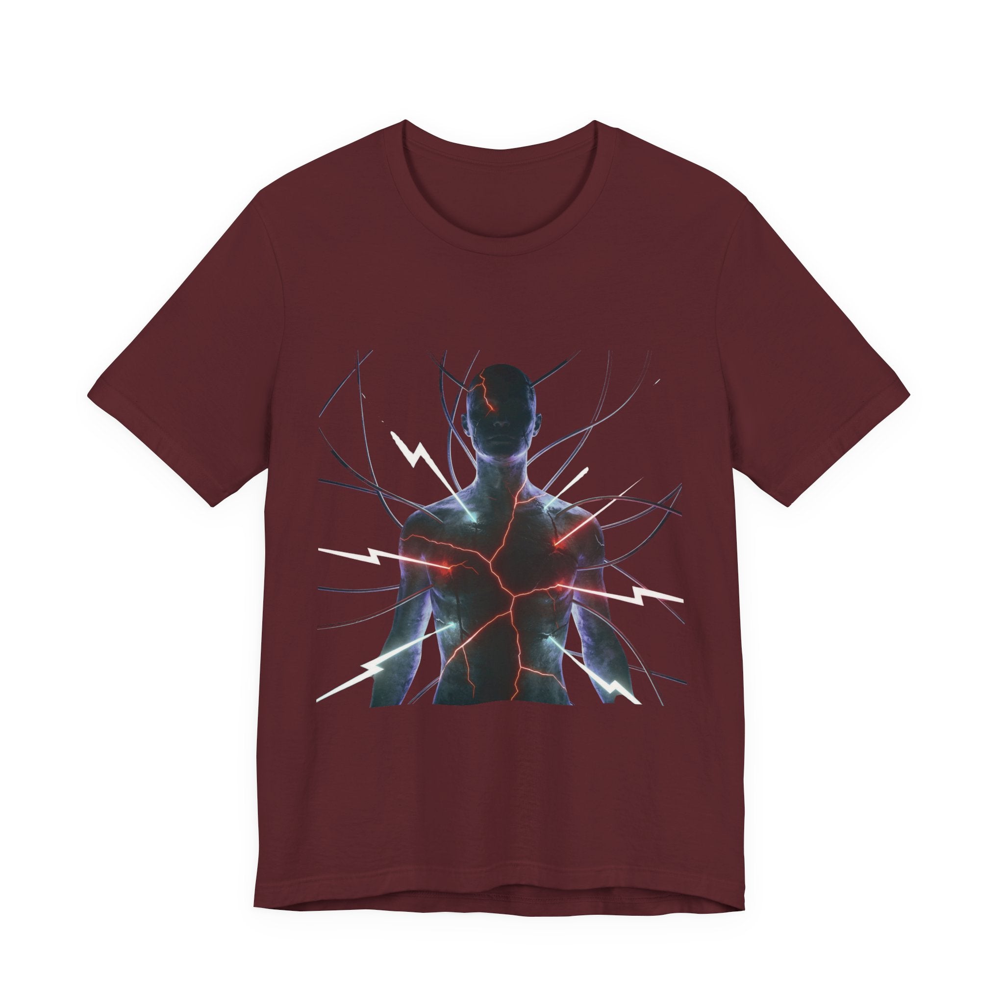 Abstract Electric Silhouette Tee — Futuristic Lightning Graphic T-Shirt