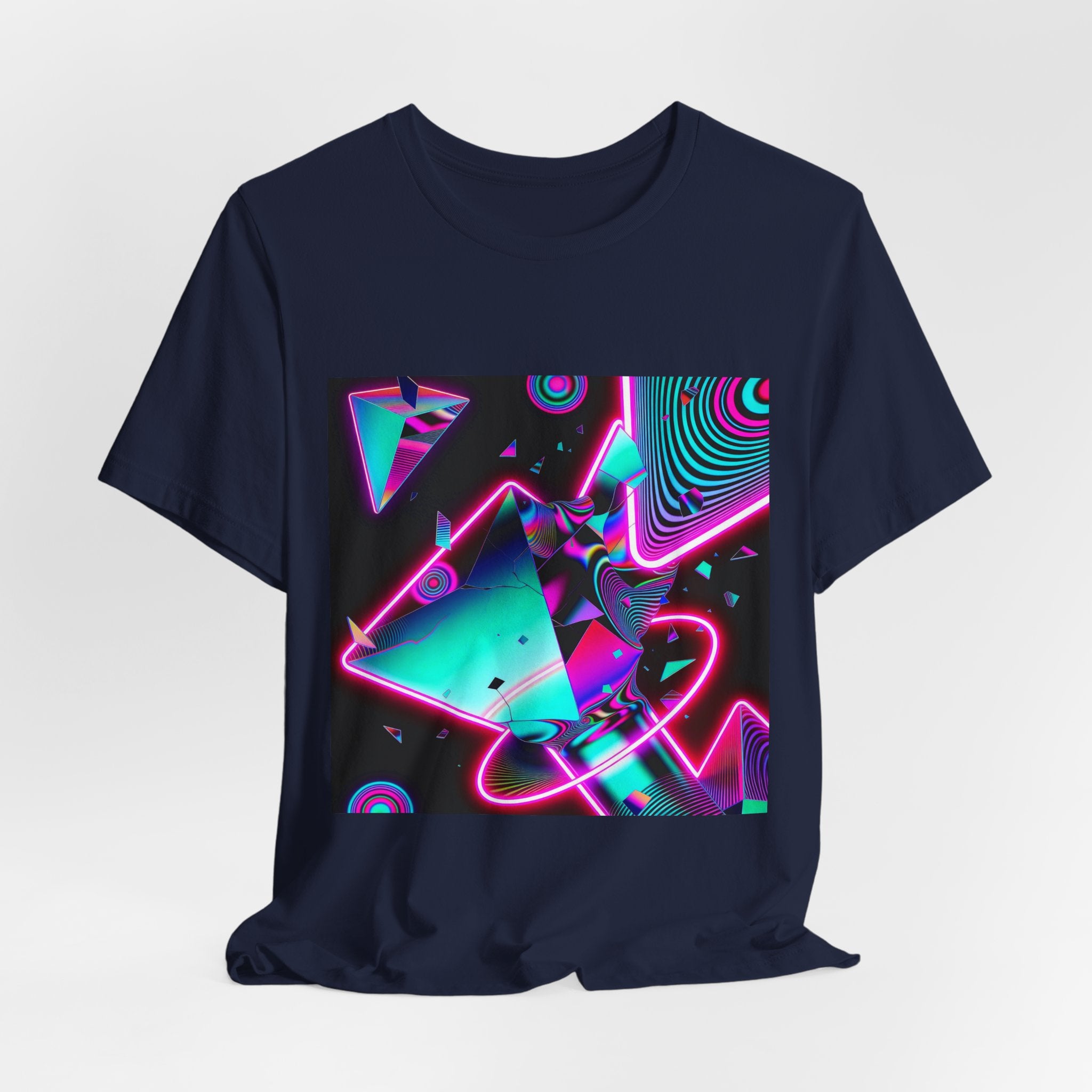 Retro Neon Vaporwave T-Shirt – 80s Synthwave Geometric Tee