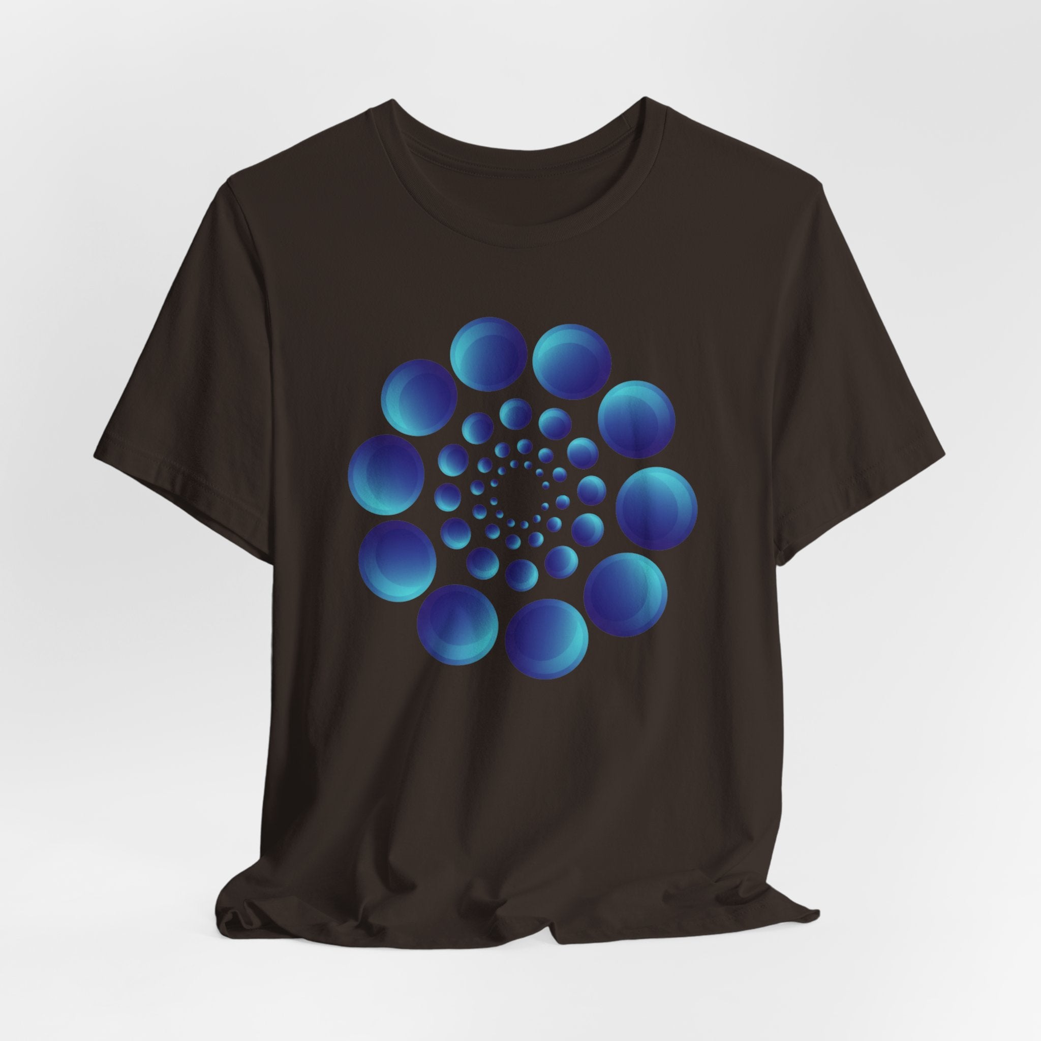 Spiral Blue Dot Tee — Geometric Optical Design T-Shirt