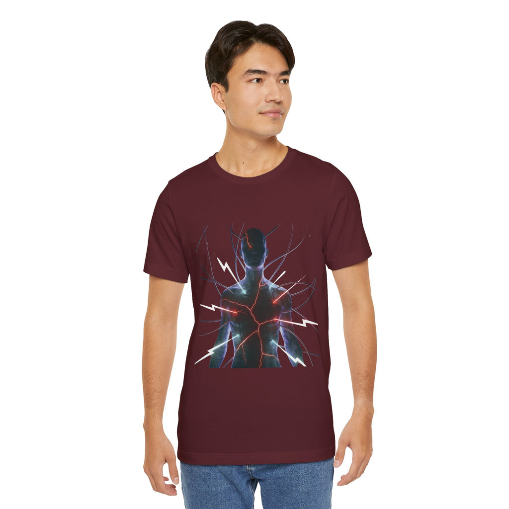Abstract Electric Silhouette Tee — Futuristic Lightning Graphic T-Shirt