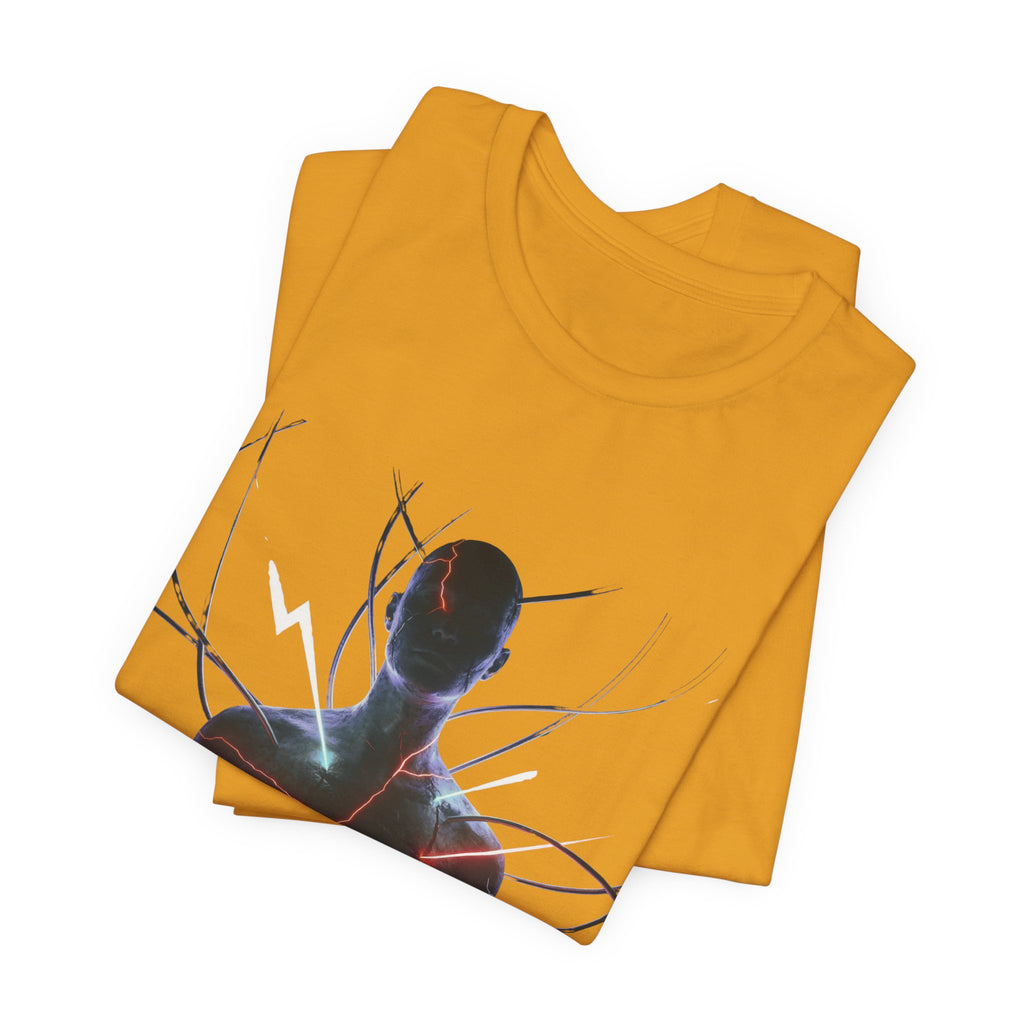 Abstract Electric Silhouette Tee — Futuristic Lightning Graphic T-Shirt