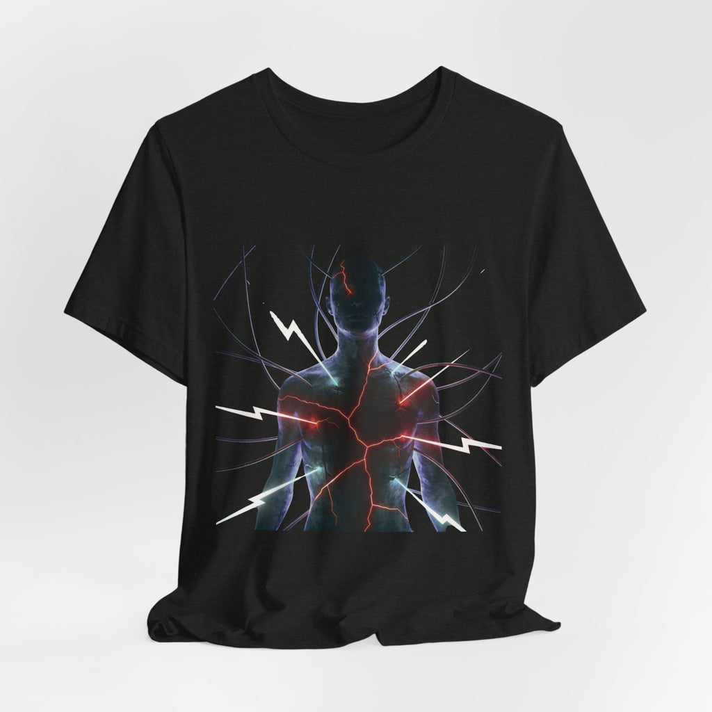 Abstract Electric Silhouette Tee — Futuristic Lightning Graphic T-Shirt
