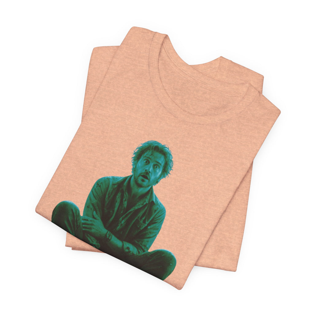 Sitting Silhouette Tee — Moody Green Portrait Graphic T-Shirt