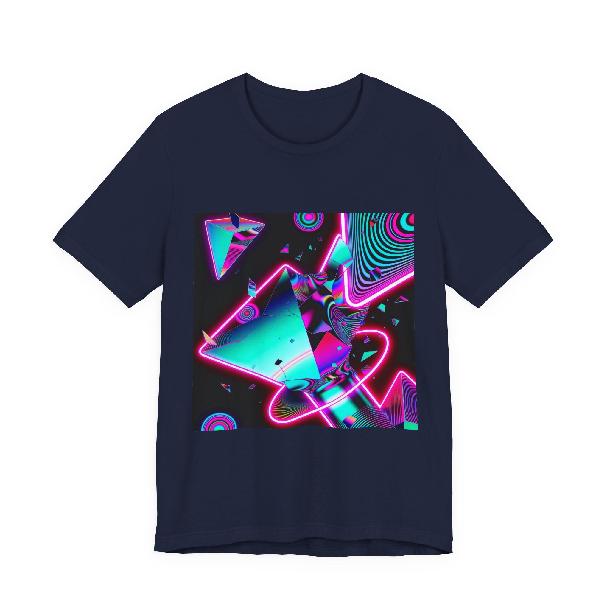 Retro Neon Vaporwave T-Shirt – 80s Synthwave Geometric Tee