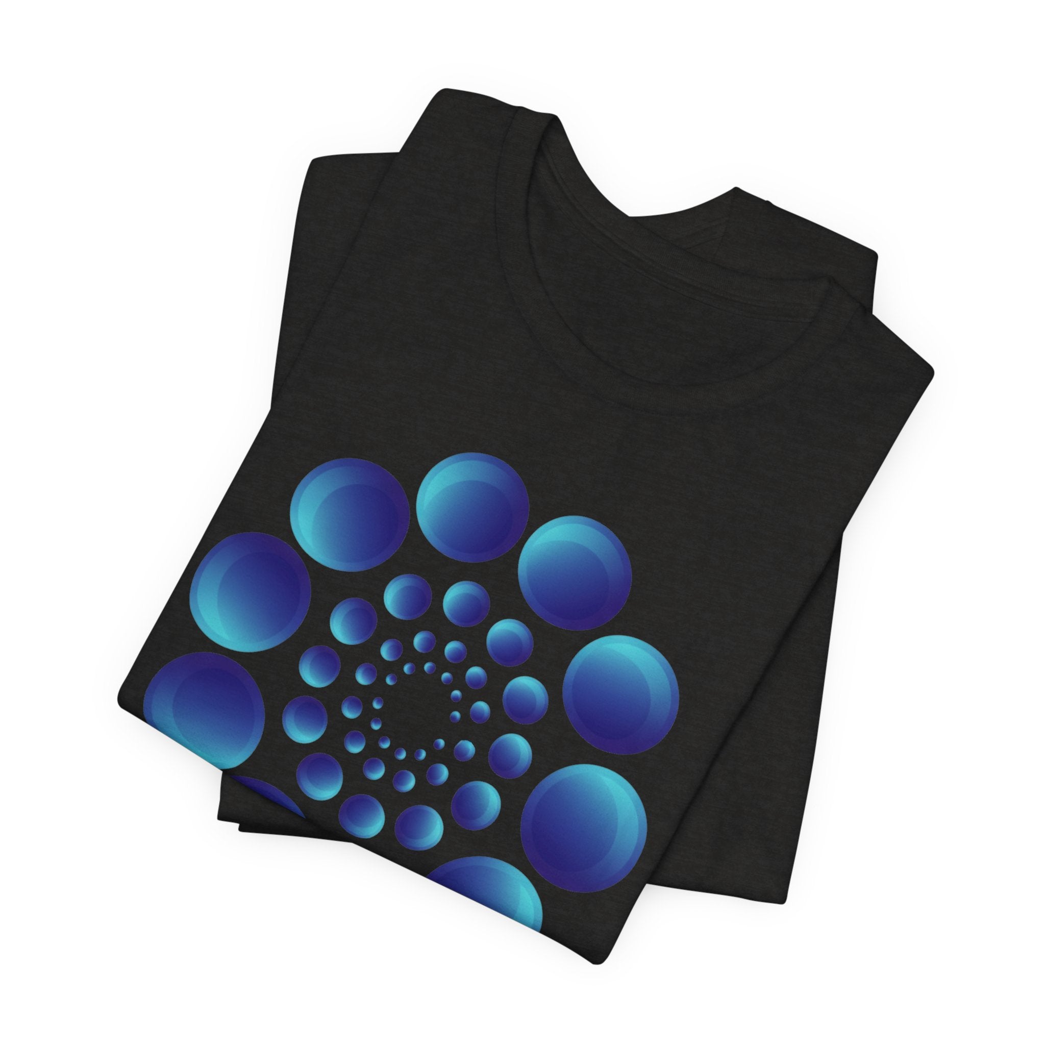 Spiral Blue Dot Tee — Geometric Optical Design T-Shirt