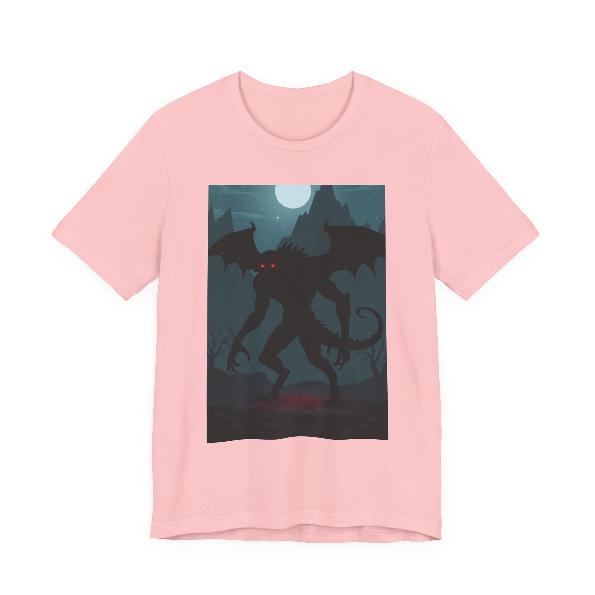 Cthulhu Nightscape T-Shirt — Lovecraftian Monster Tee with Glowing Red Eyes