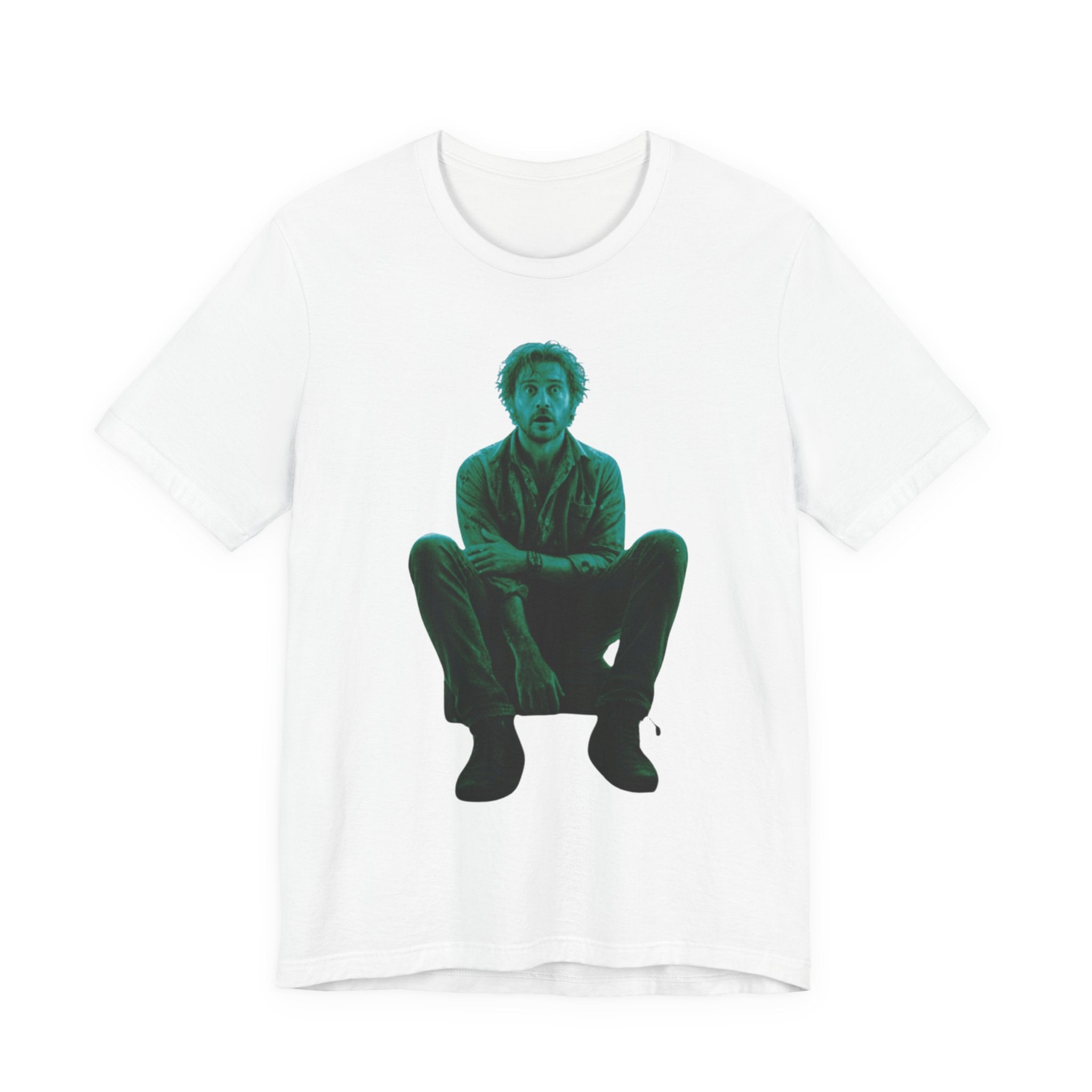 Sitting Silhouette Tee — Moody Green Portrait Graphic T-Shirt