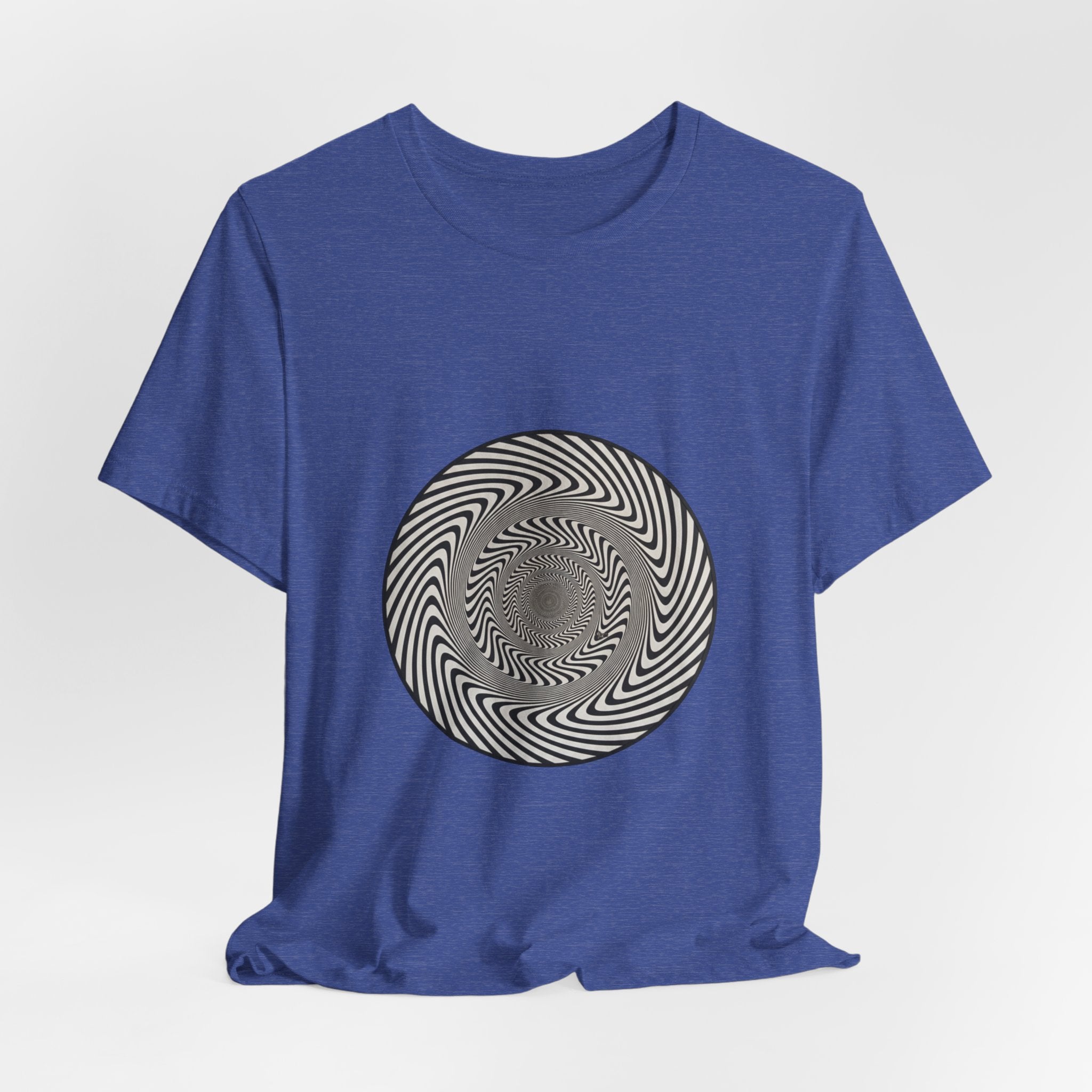 Optical Spiral Illusion Tee - Black Hypnotic Circle Graphic T-Shirt