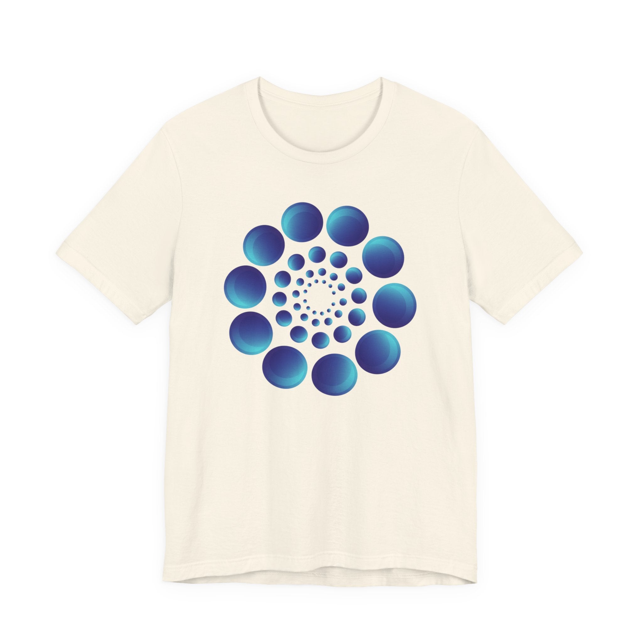 Spiral Blue Dot Tee — Geometric Optical Design T-Shirt