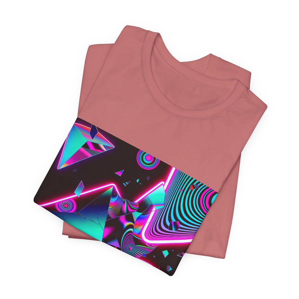 Retro Neon Vaporwave T-Shirt – 80s Synthwave Geometric Tee