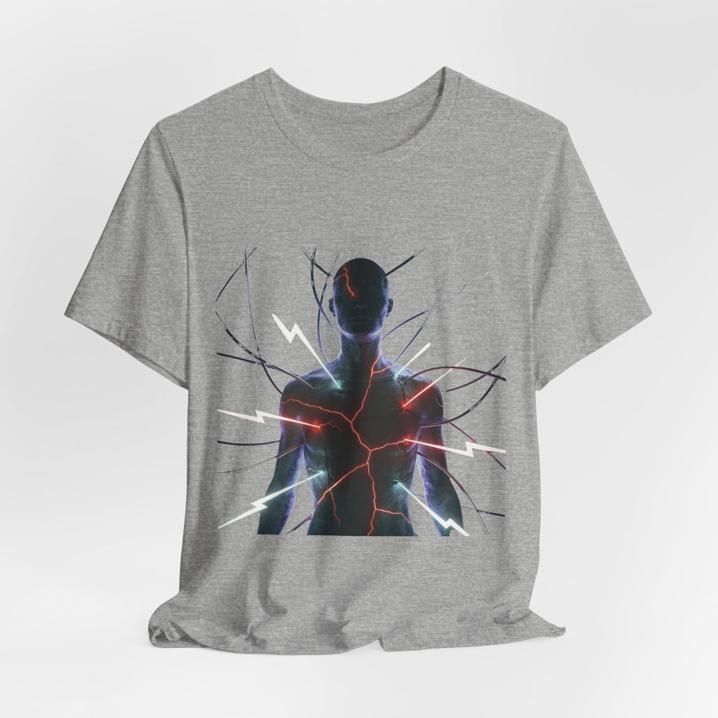 Abstract Electric Silhouette Tee — Futuristic Lightning Graphic T-Shirt