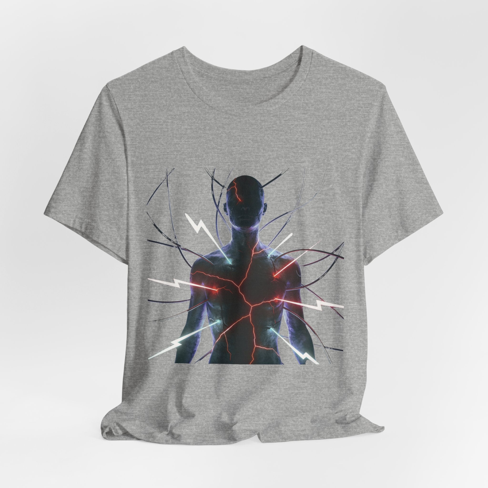 Abstract Electric Silhouette Tee — Futuristic Lightning Graphic T-Shirt
