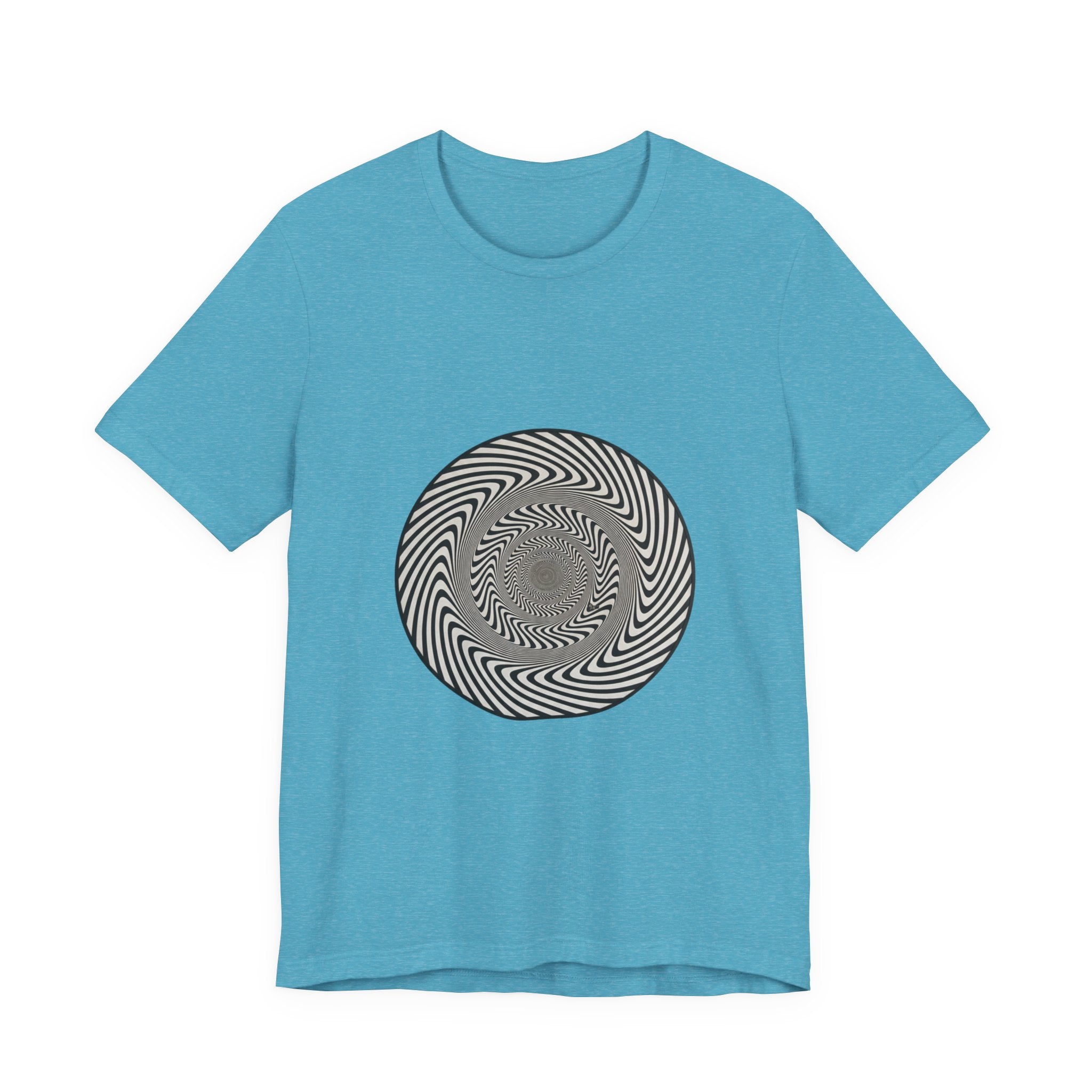 Optical Spiral Illusion Tee - Black Hypnotic Circle Graphic T-Shirt
