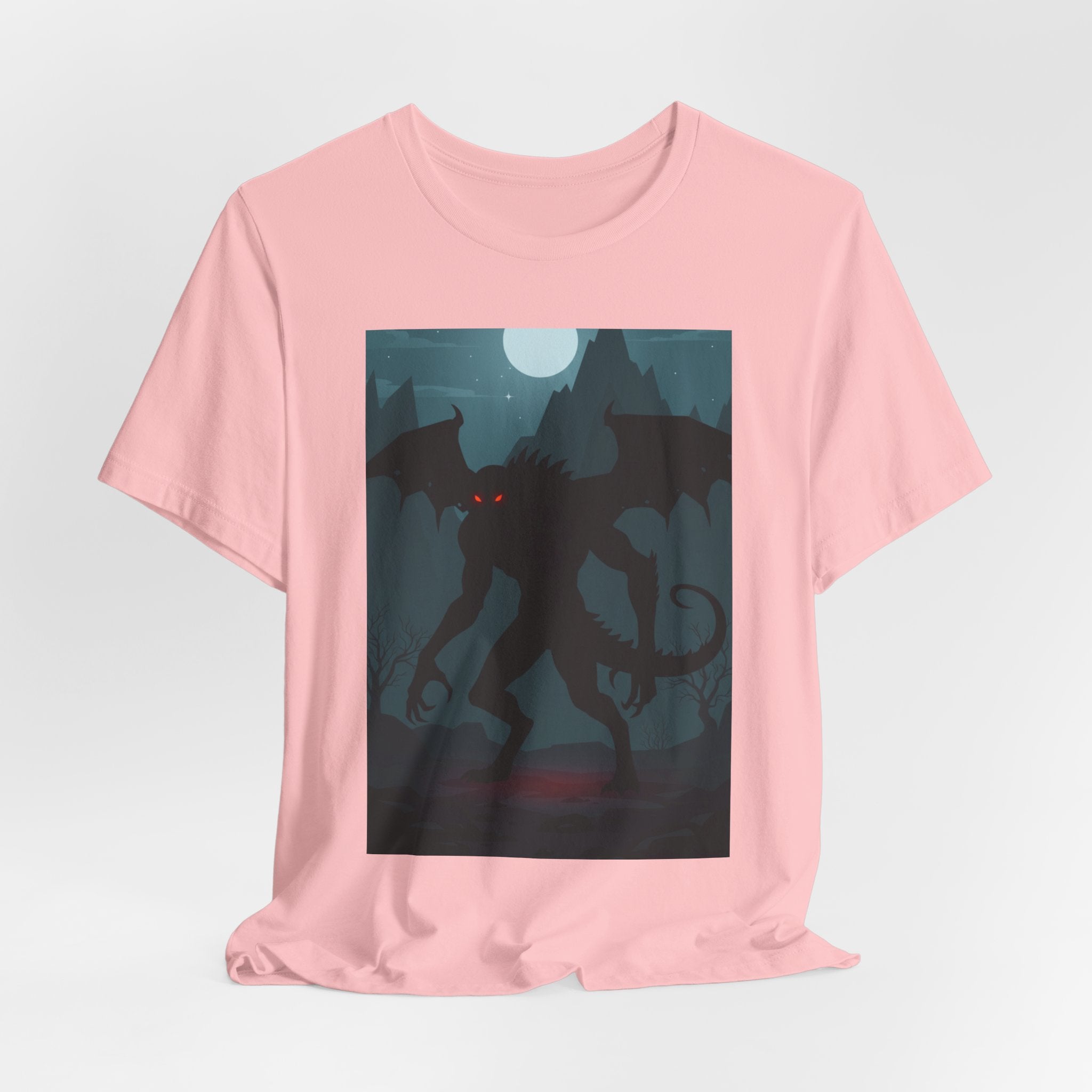 Cthulhu Nightscape T-Shirt — Lovecraftian Monster Tee with Glowing Red Eyes