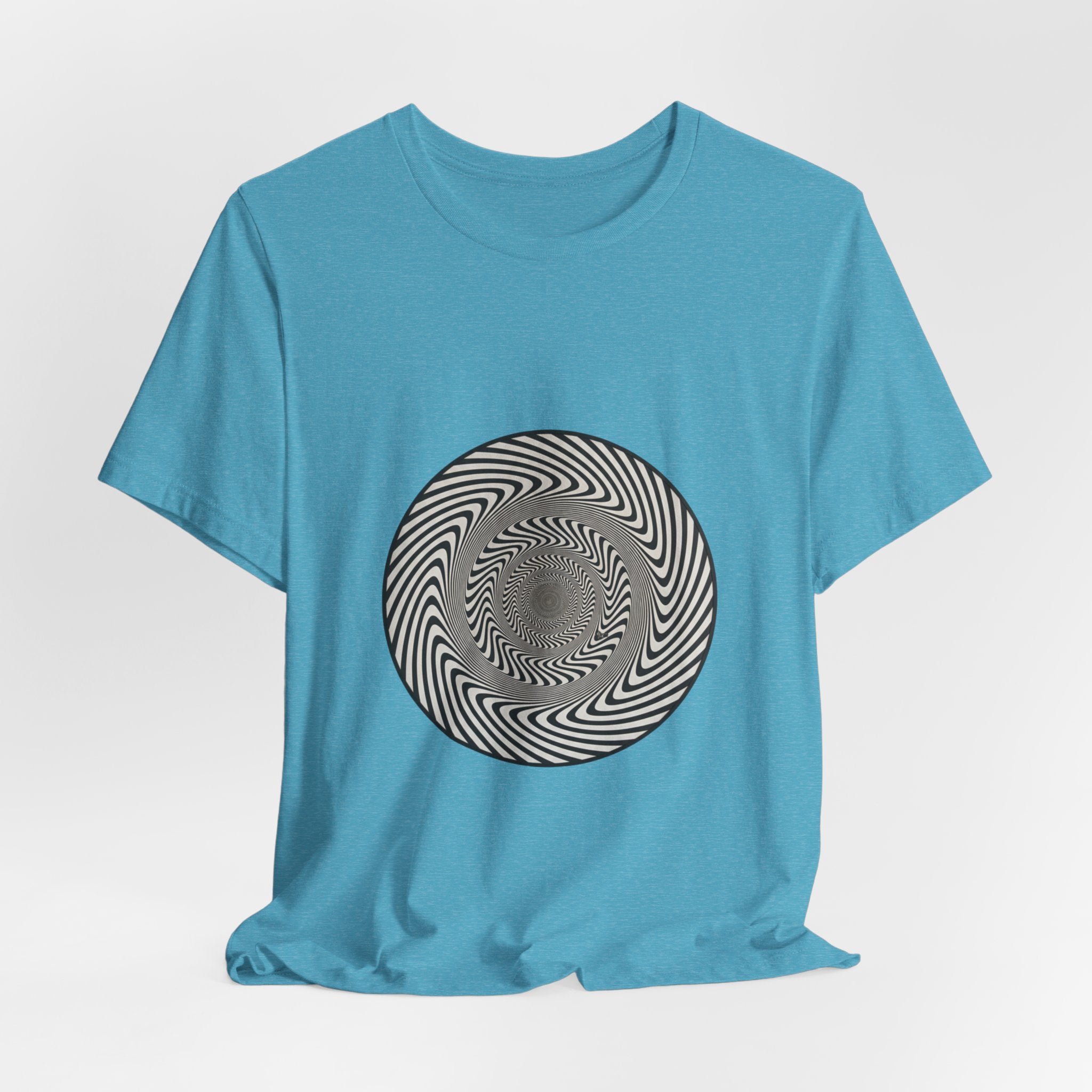 Optical Spiral Illusion Tee - Black Hypnotic Circle Graphic T-Shirt