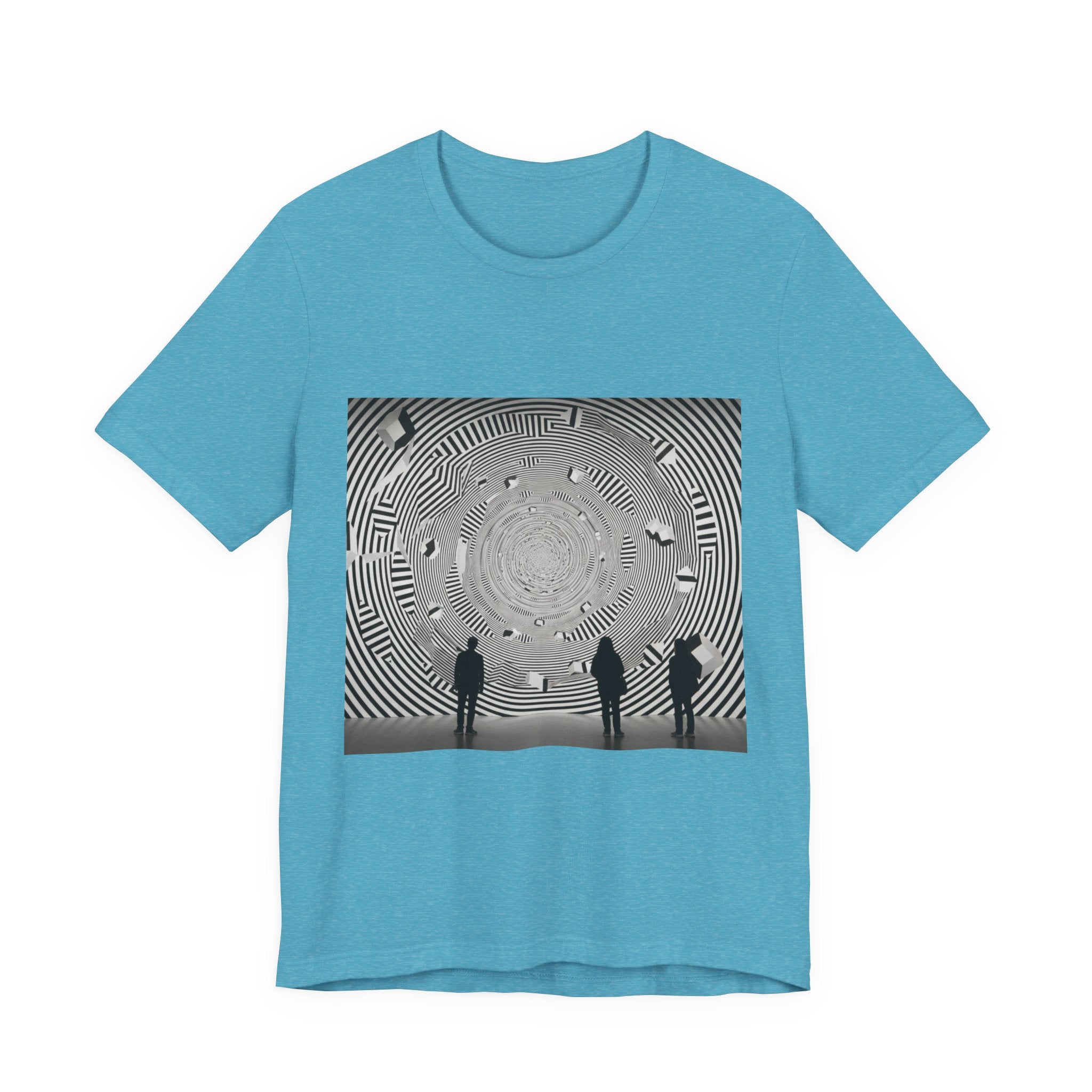 Optical Illusion Band Tee — Silhouette Crowd Spiral Concert Graphic T-Shirt