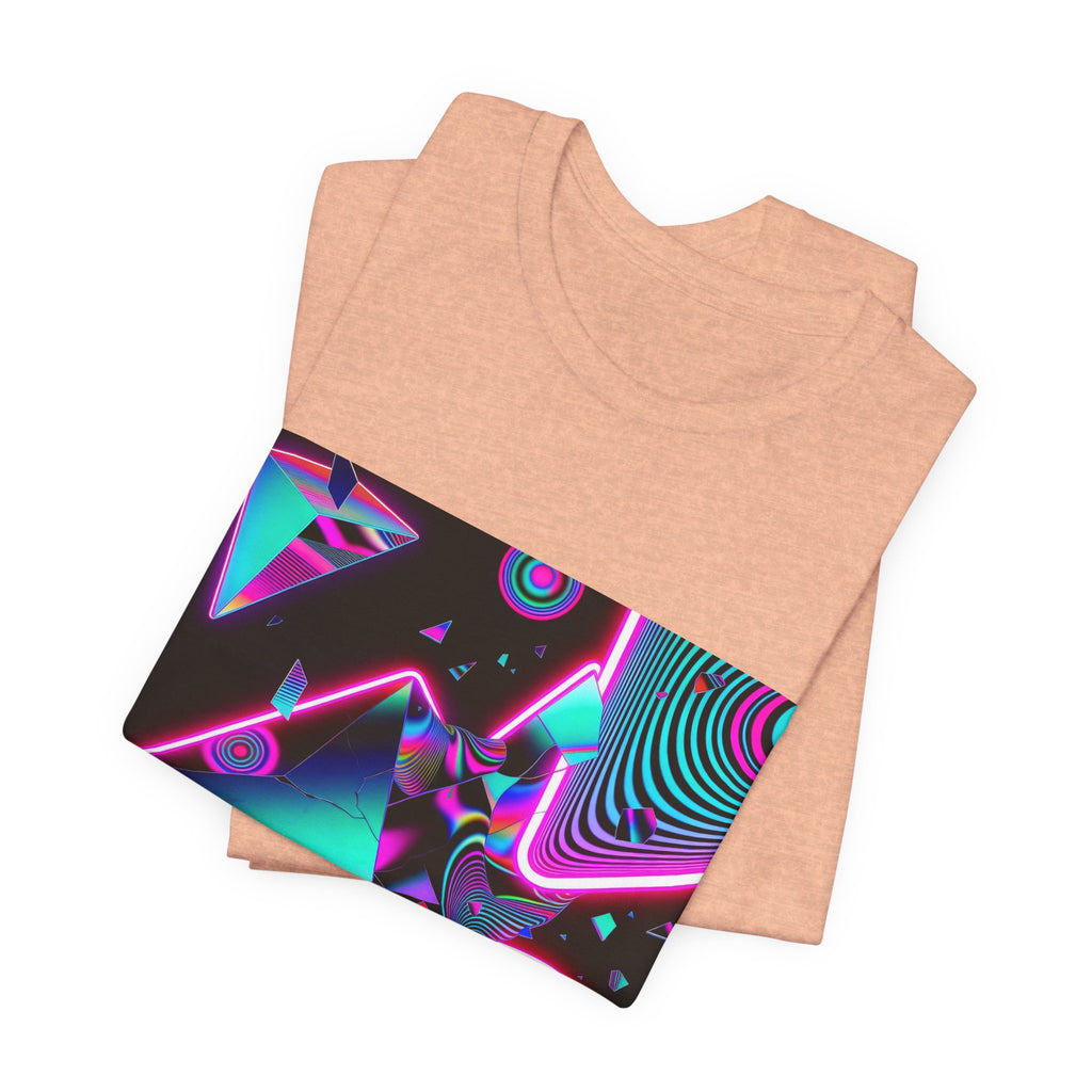 Retro Neon Vaporwave T-Shirt – 80s Synthwave Geometric Tee