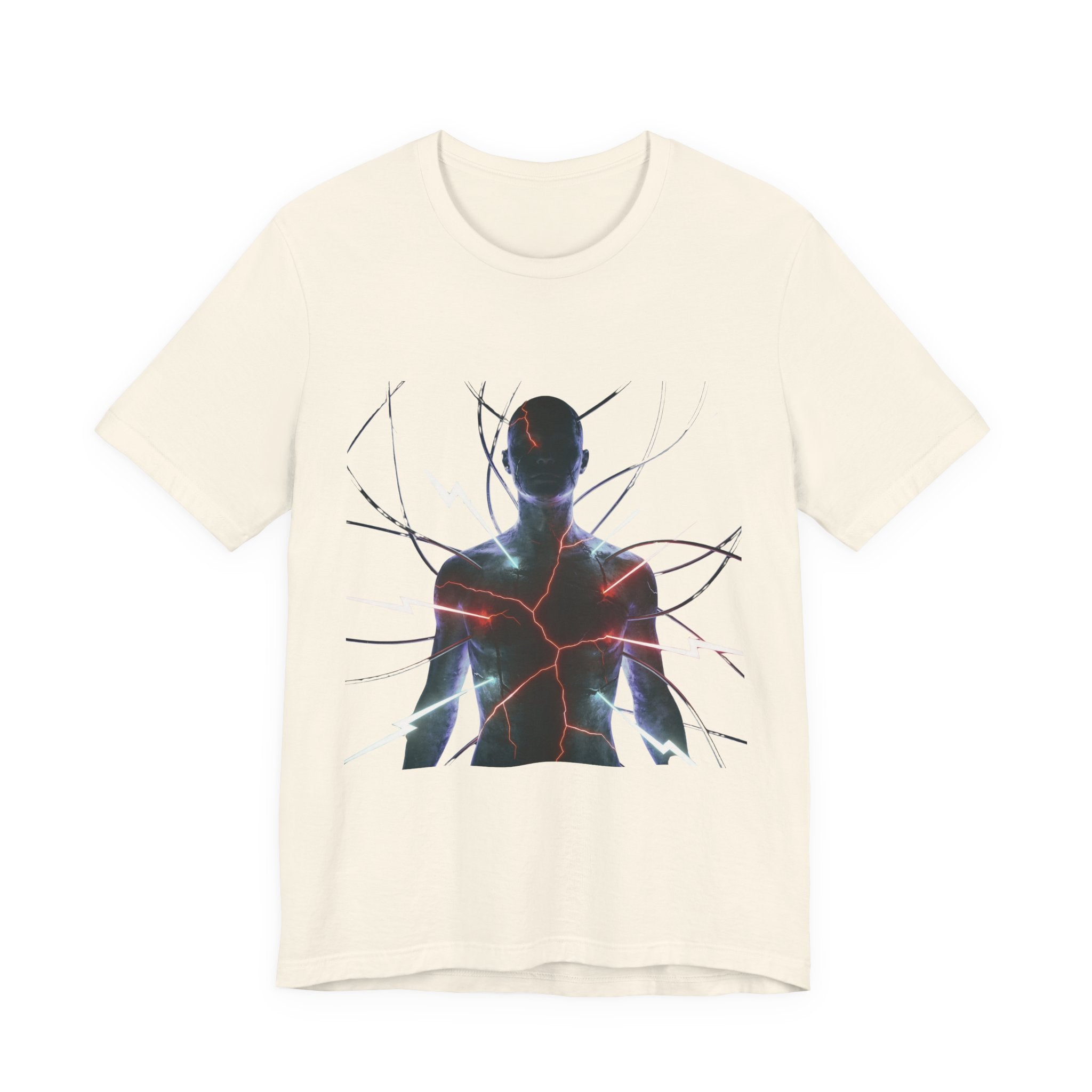 Abstract Electric Silhouette Tee — Futuristic Lightning Graphic T-Shirt