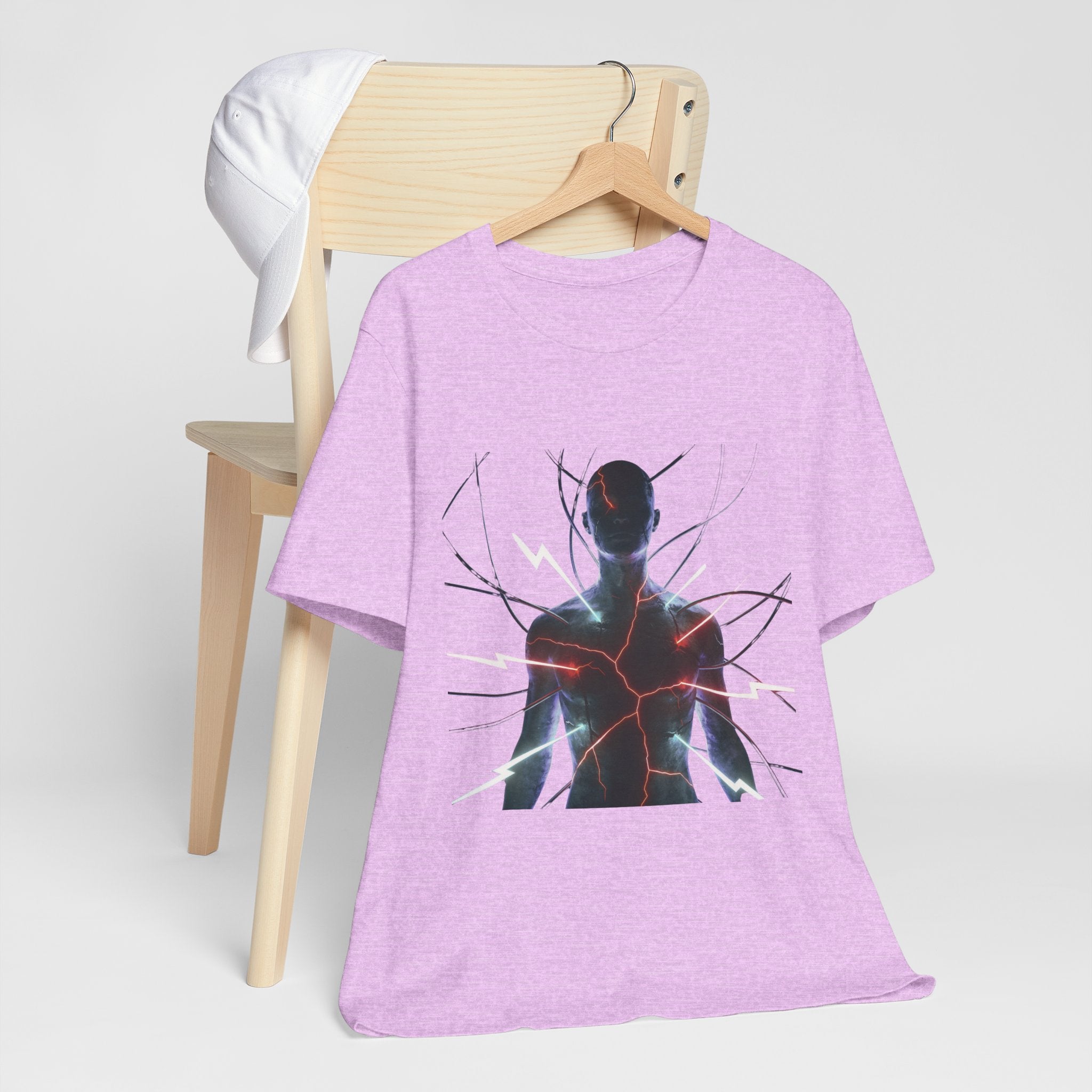 Abstract Electric Silhouette Tee — Futuristic Lightning Graphic T-Shirt