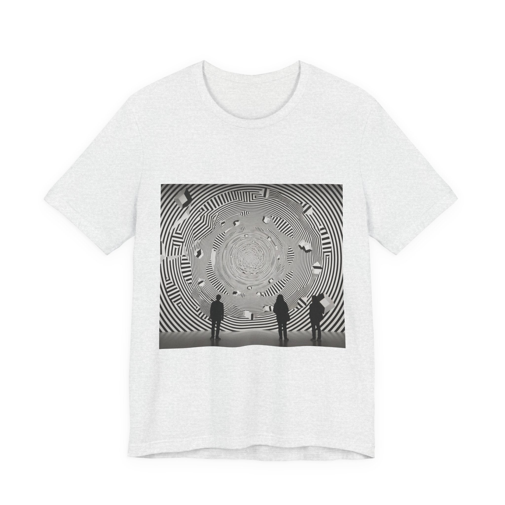 Optical Illusion Band Tee — Silhouette Crowd Spiral Concert Graphic T-Shirt